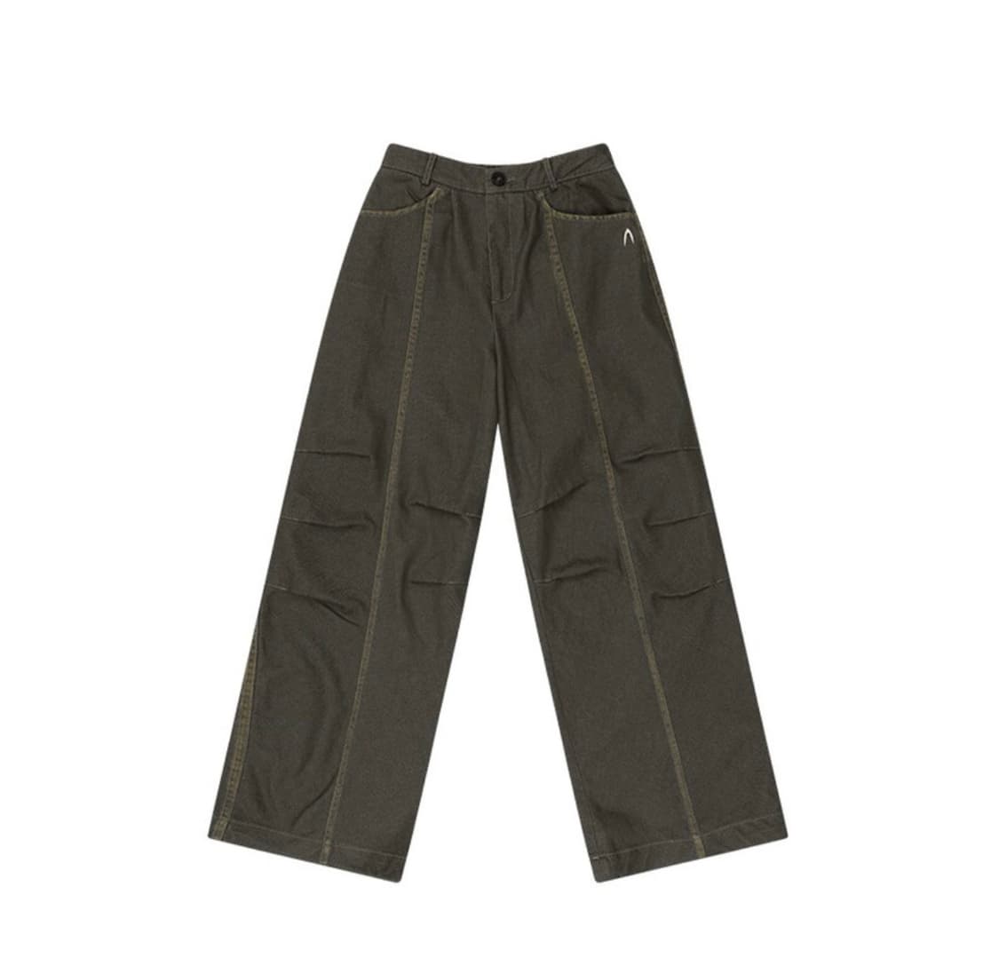 아캄 워시드 라인 데님 팬츠 카키 1사이즈 상품이미지3