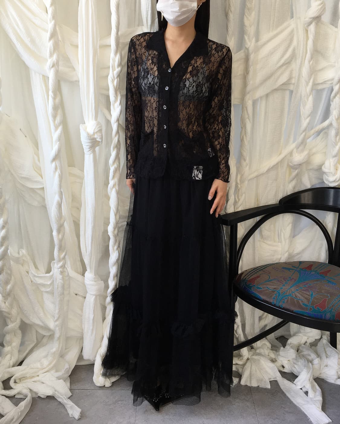 Frill layer point sha long skirt 상품이미지6