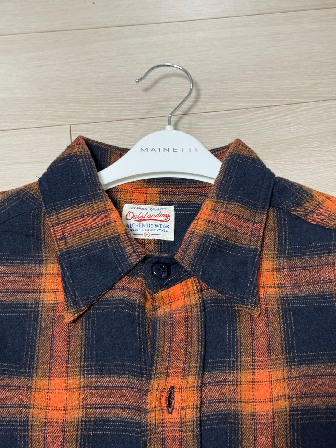 아웃스탠딩 오렌지 블랙 체크 셔츠 M 상품이미지2