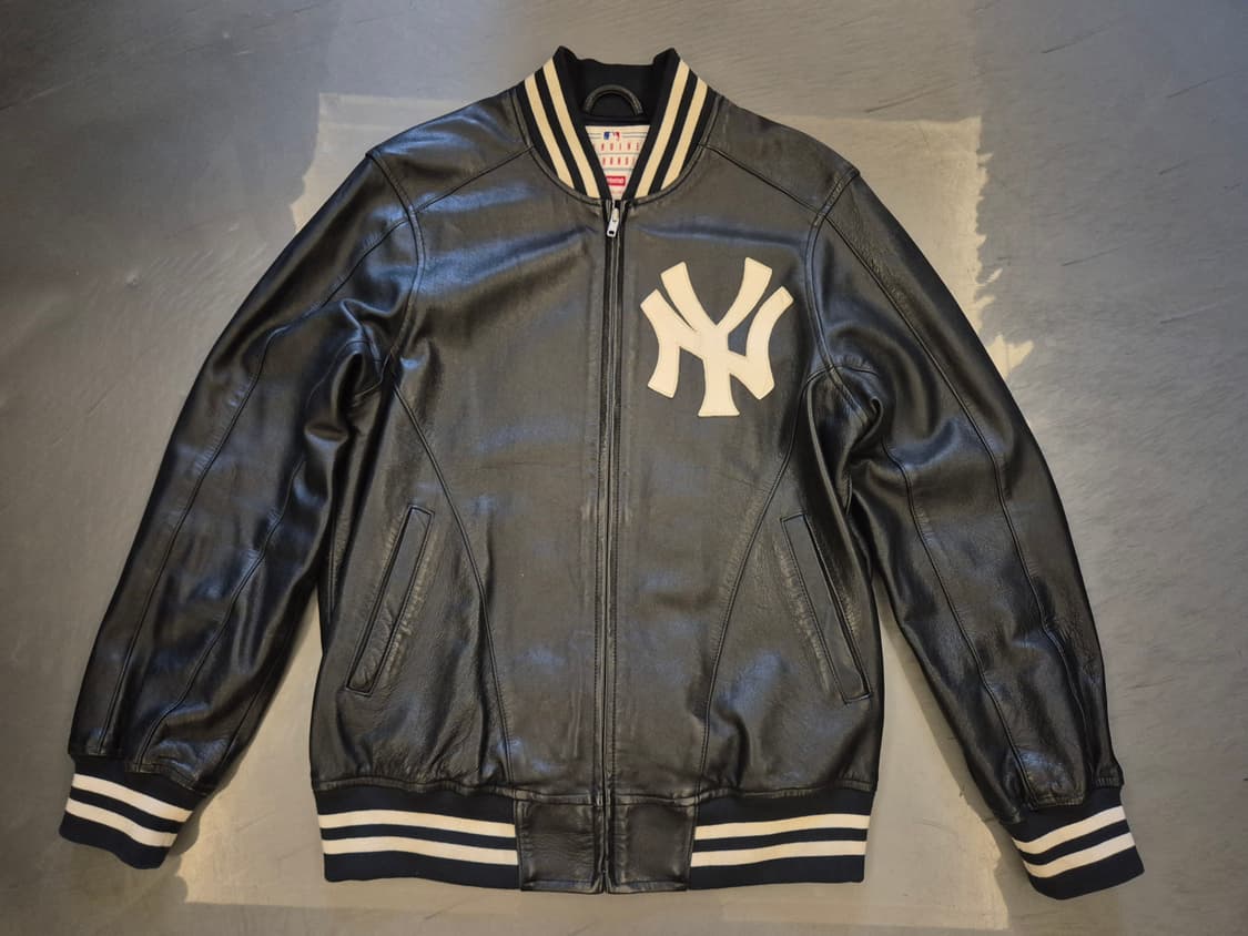 15ss 슈프림 뉴욕양키스 레더 바시티 상품이미지3