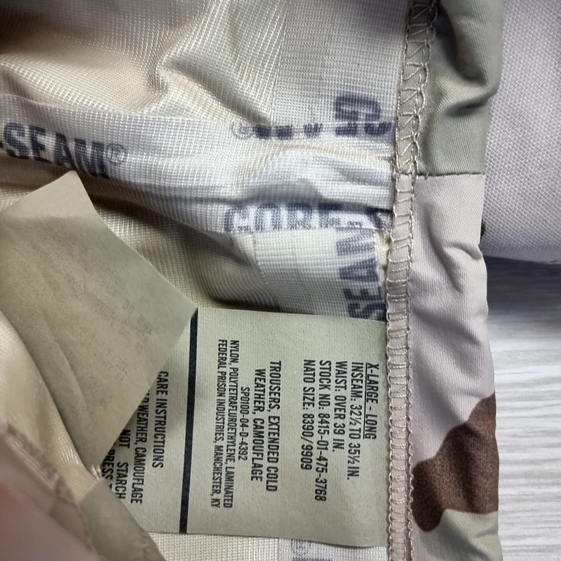 미군 사막3색 고어택스 바지(XL) 상품이미지5