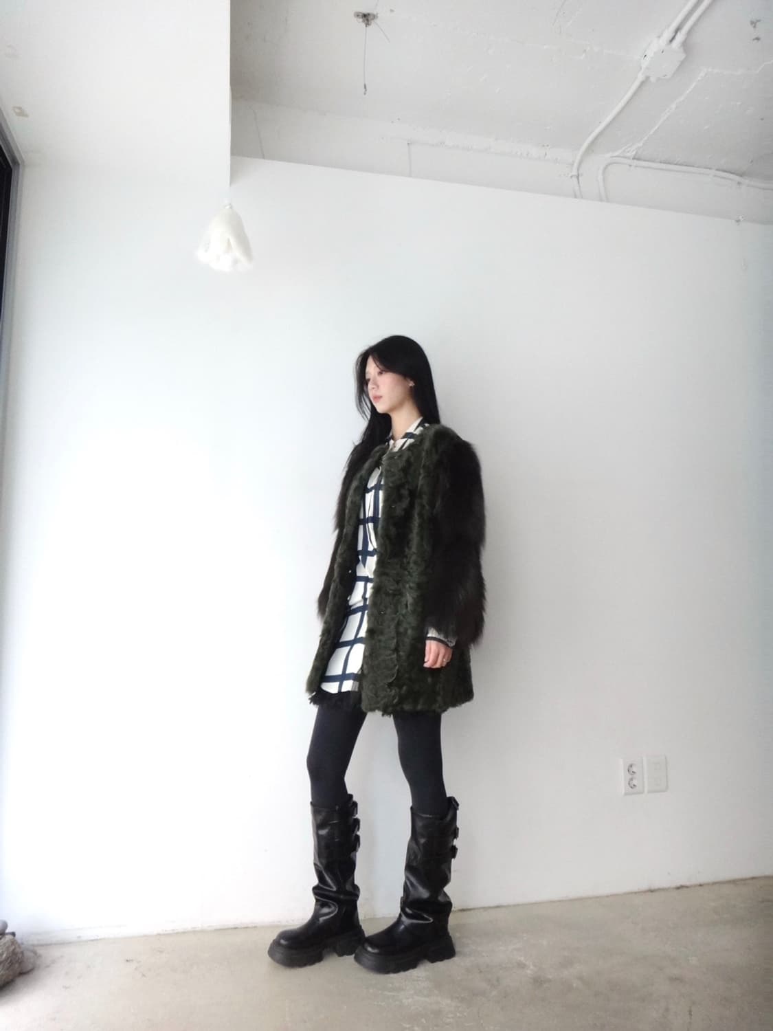 Whir pattern mix color fur jacket  상품이미지4