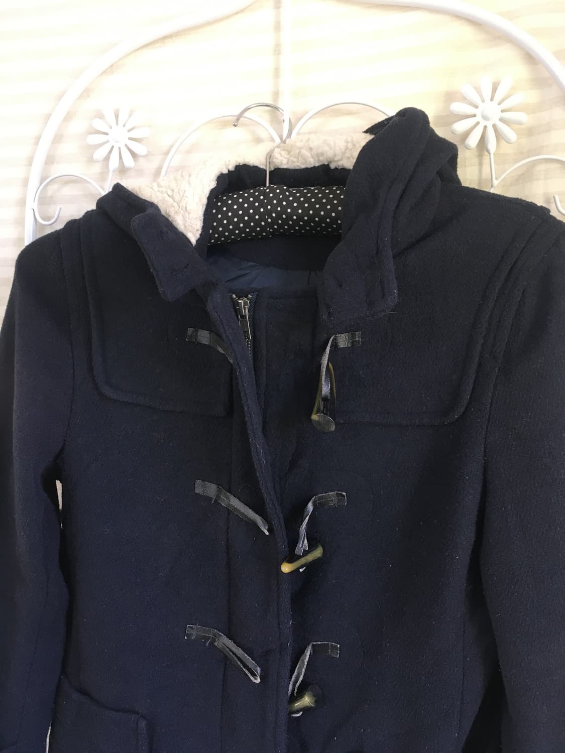 jpn vintage 네이비 더플 후드 하프코트 상품이미지7