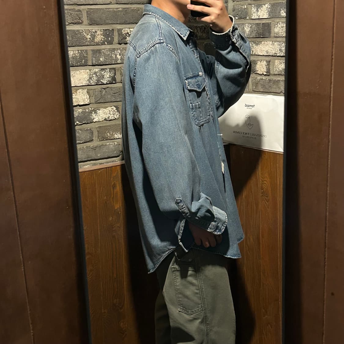 XL) CK 캘빈클라인 00s 오버핏 청 데님 셔츠 데드스탁 상품이미지10
