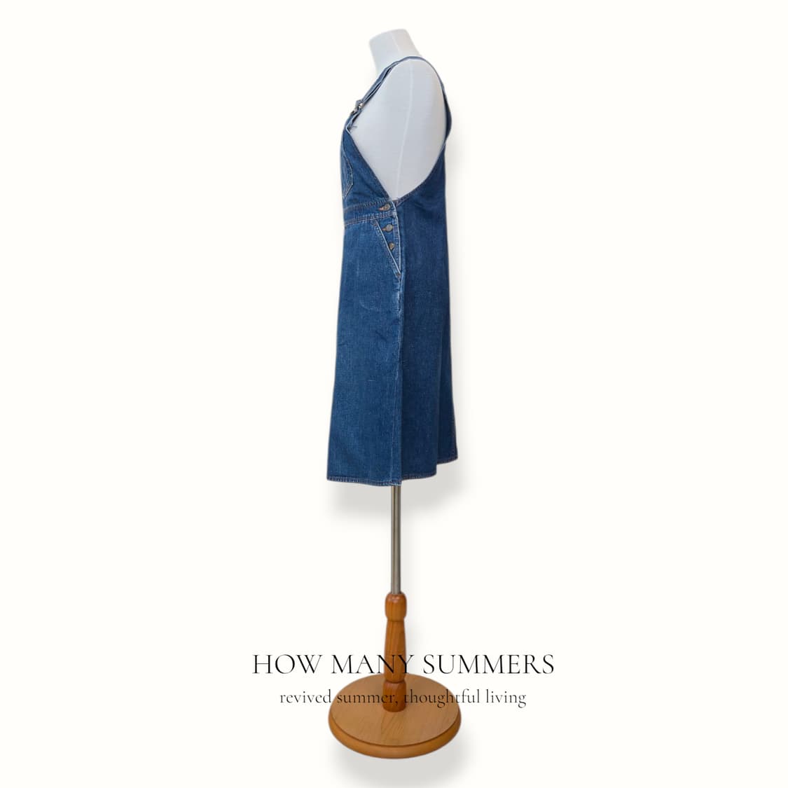 클레멘타인 데님 멜빵 원피스 진청 코튼 오버롤 스커트 미디 상품이미지2