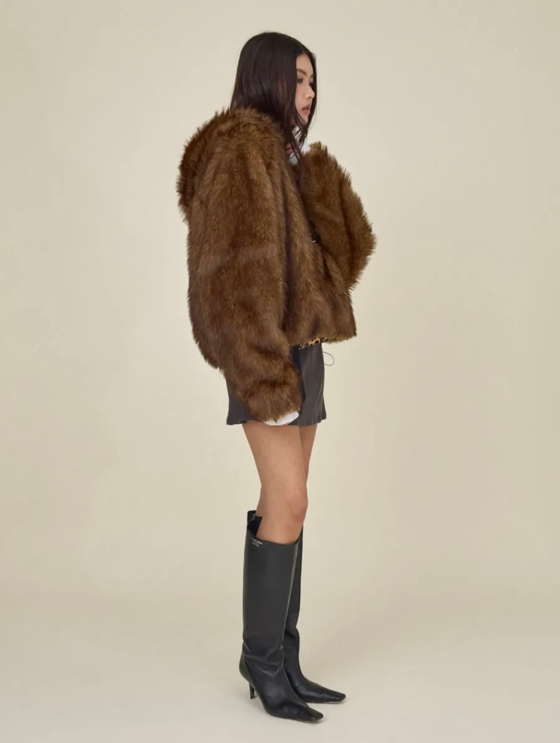 글로니 MOOR REVERSIBLE FUR JACKET (BROWN) 상품이미지6