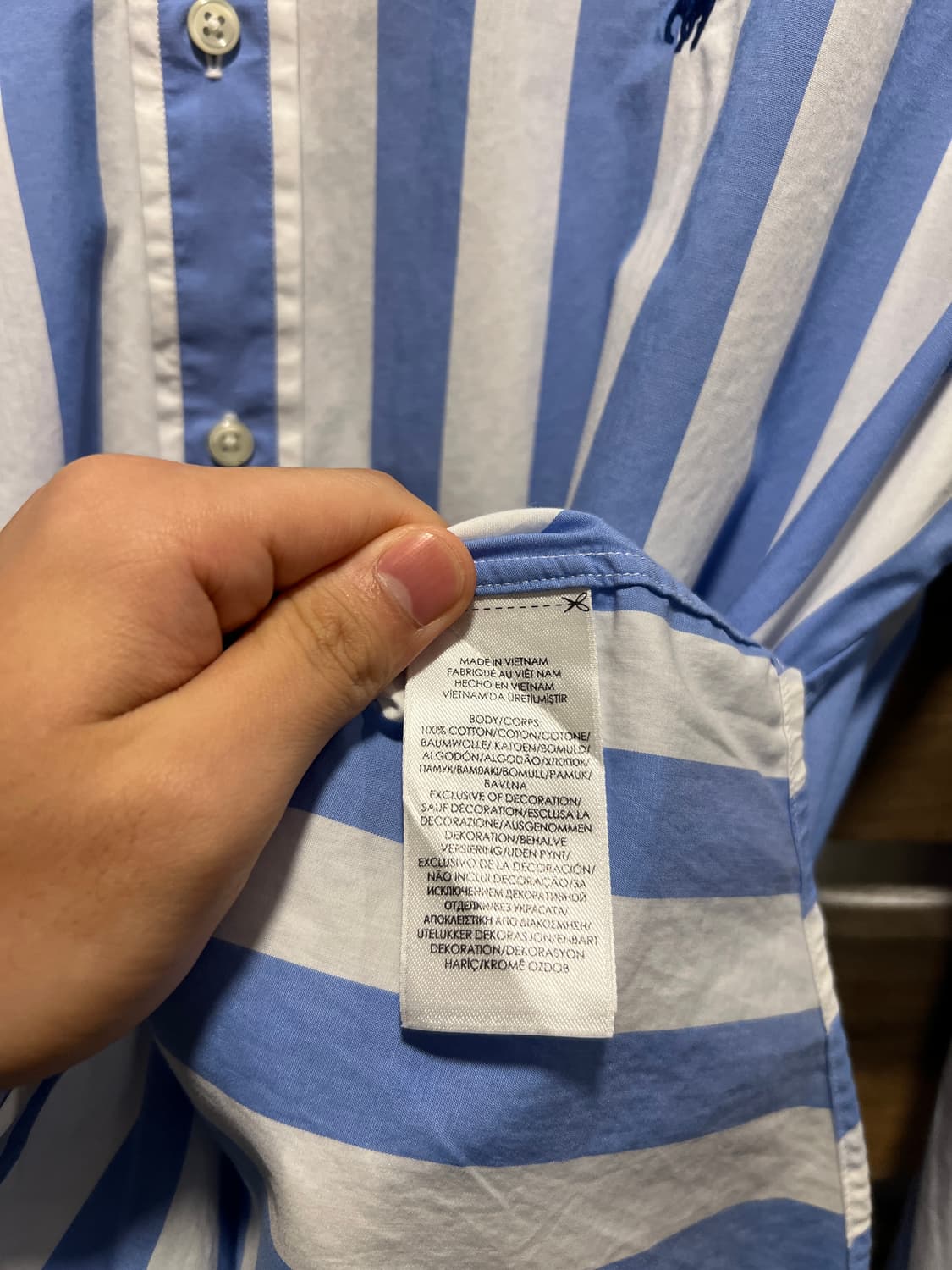 [M]폴로 랄프로렌 CLASSIC FIT 스카이블루 스트라이프 코튼 셔츠 상품이미지4