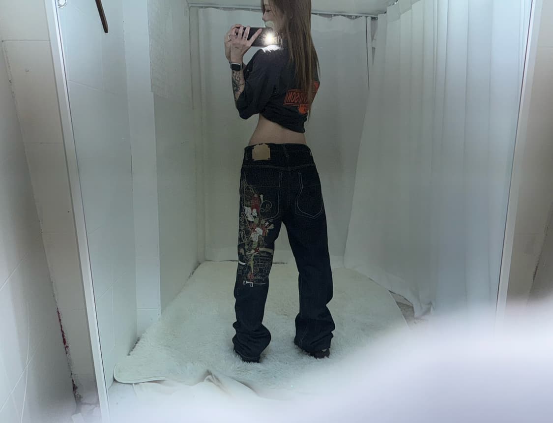 블러드 로즈 자수 스티치 데님 진  상품이미지3