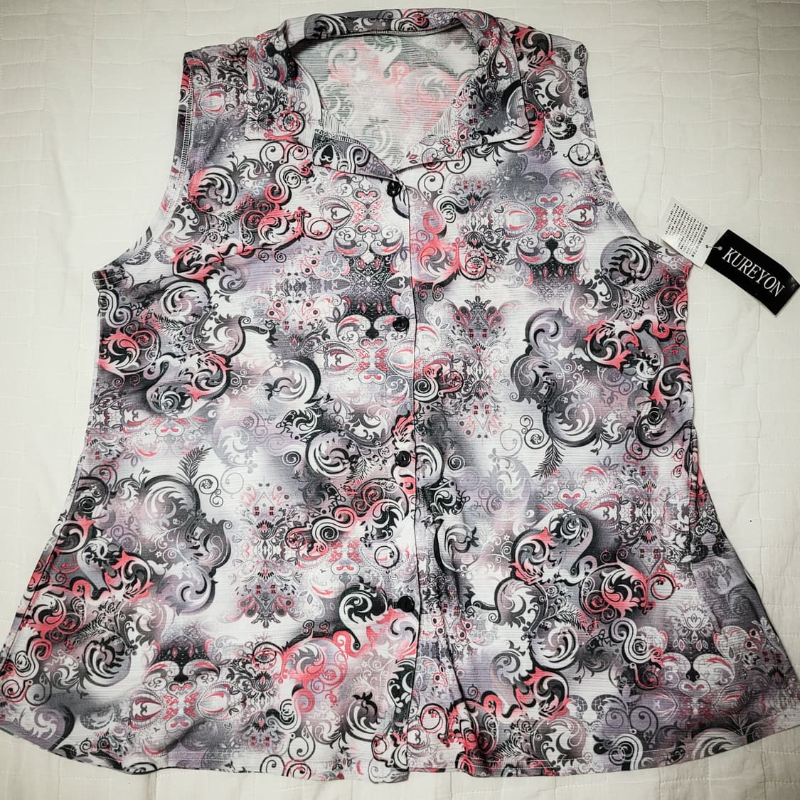 '00s KUREYON Sleeveless Patterned Blouse 상품이미지1