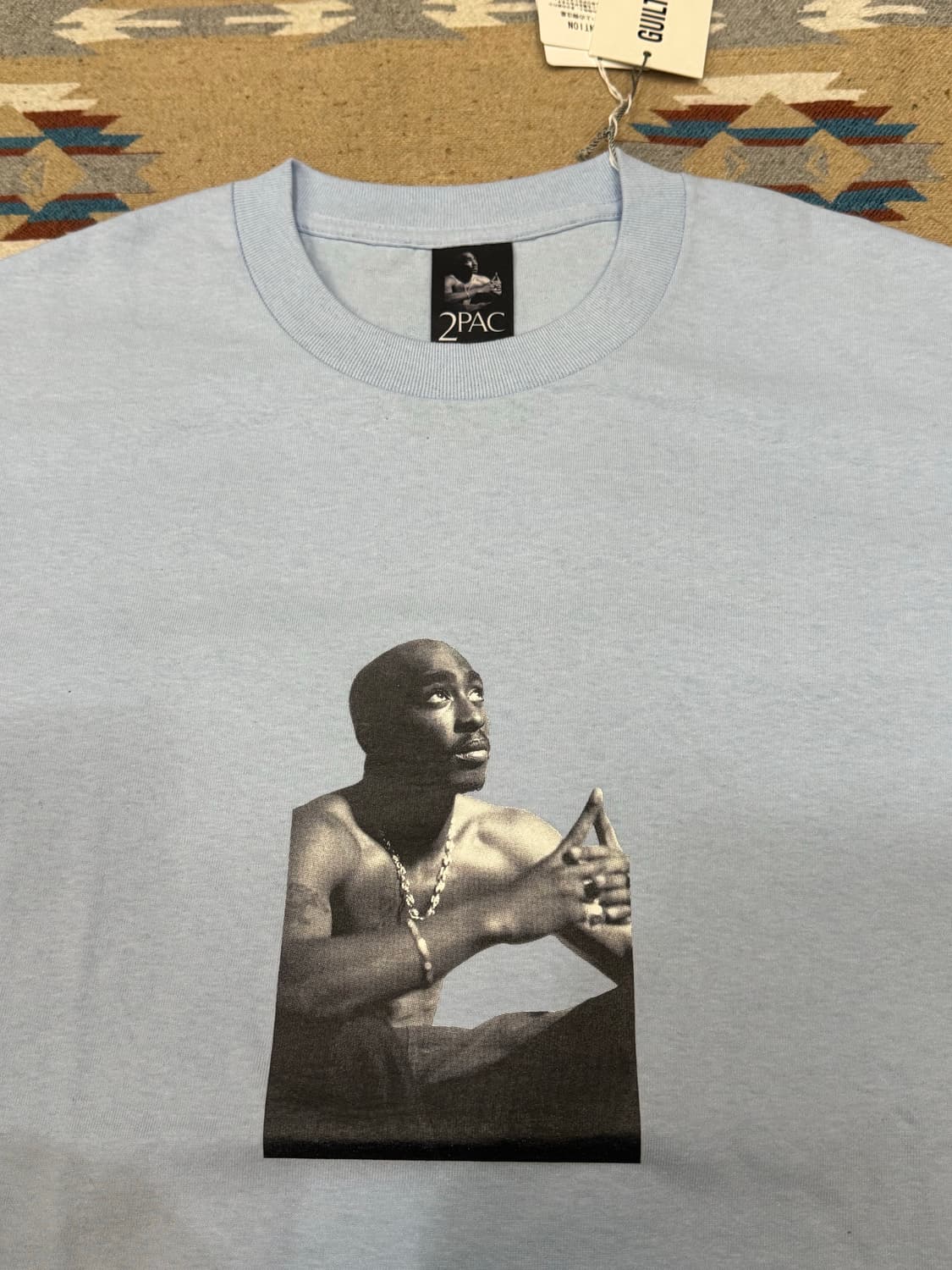 [L] 와코마리아 x 투팍 반팔 티셔츠 라이트 블루  상품이미지3