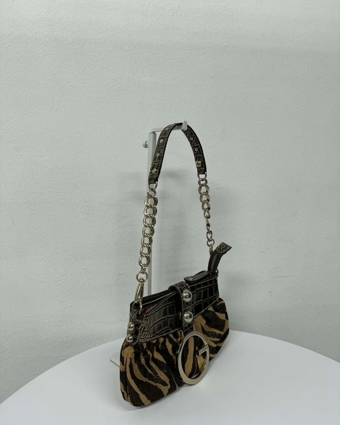 게스 빈티지 레오파드 Y2k 체인 미니 숄더 토트백 상품이미지3