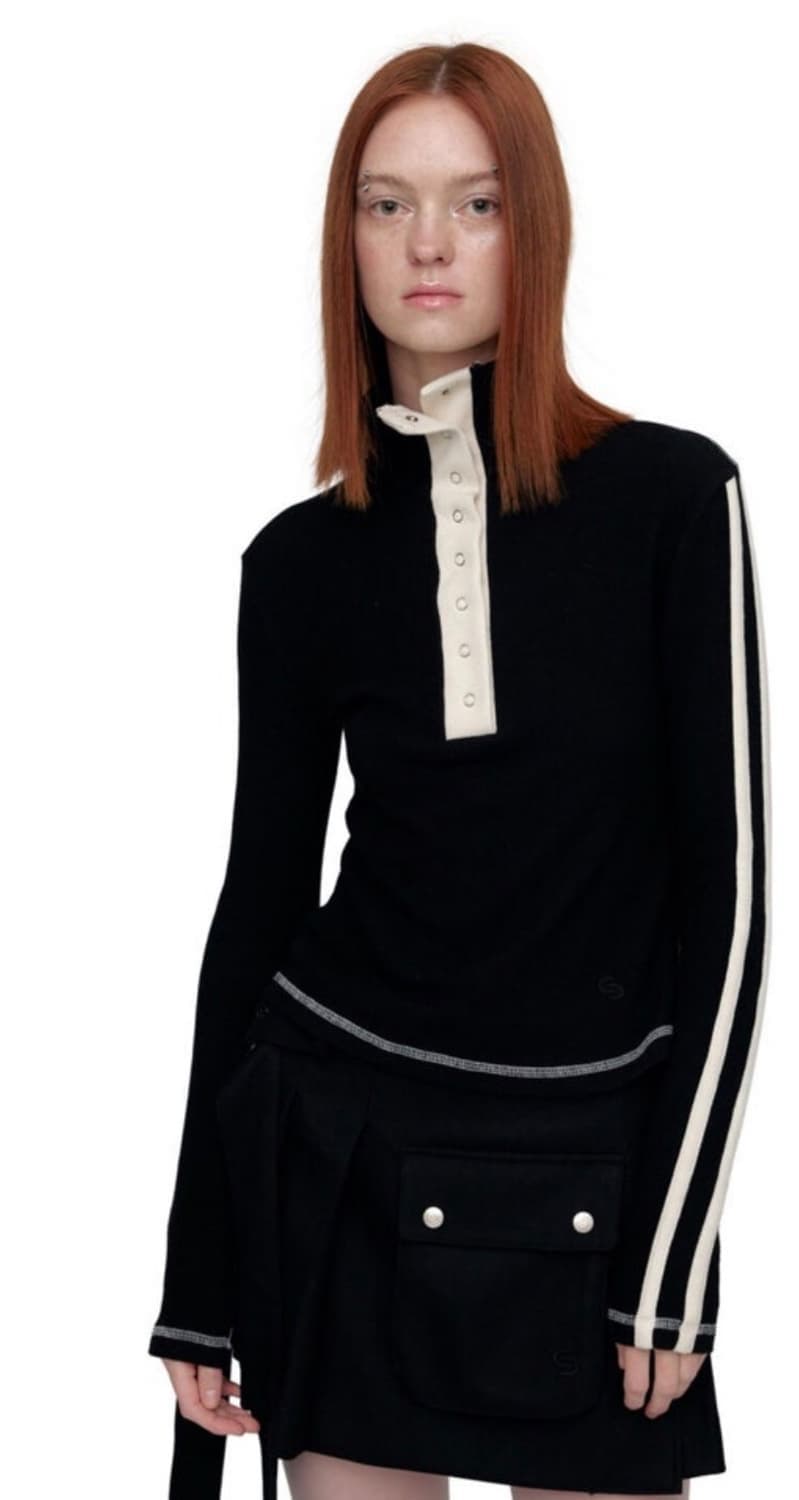 Cerric 컬러스냅 버튼 니트 탑 상품이미지1