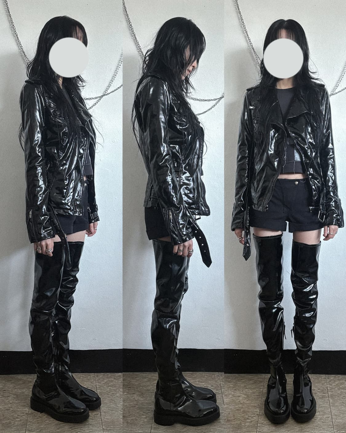 tripp nyc 페이턴트 레더 크롭컷 라이더자켓 상품이미지1