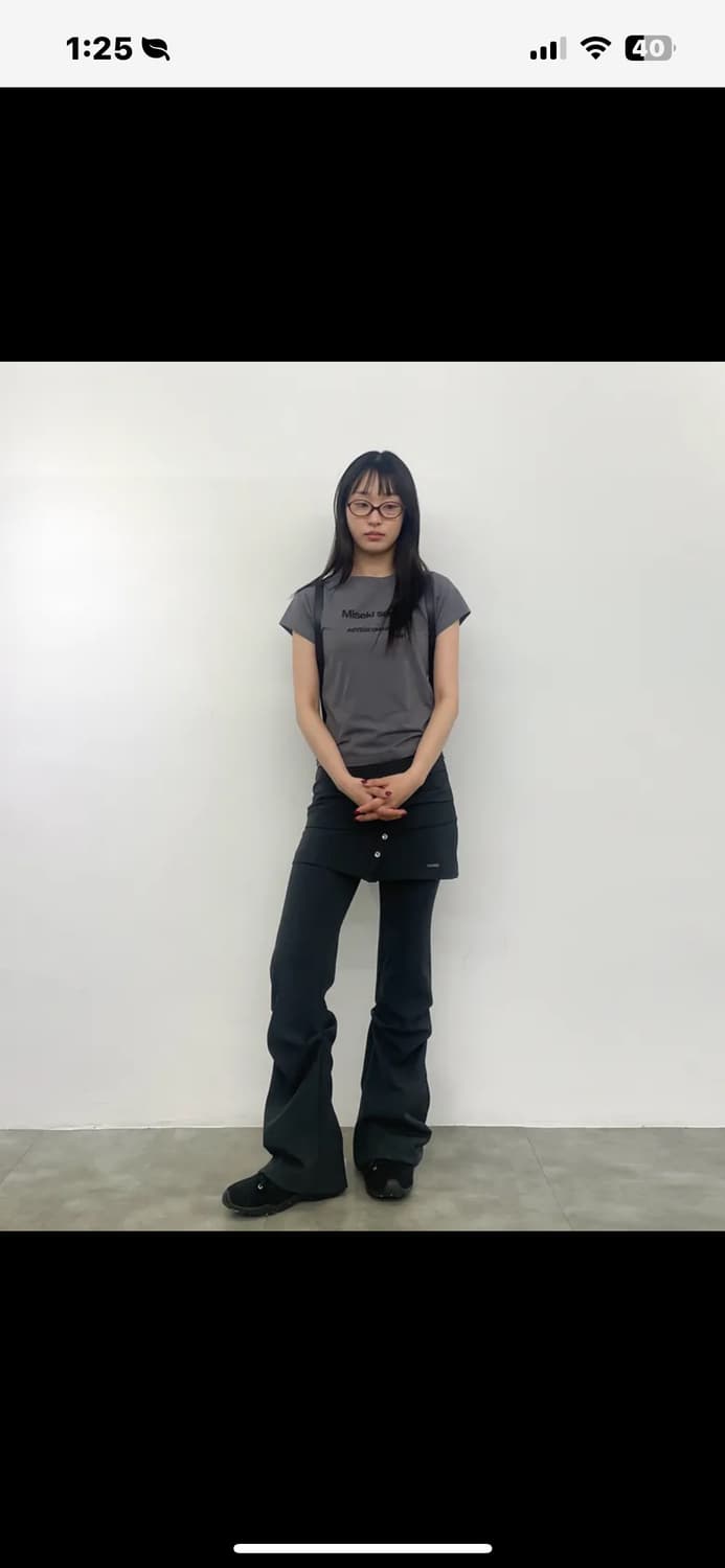 Draped shirt skirt pants SET BLACK 상품이미지3