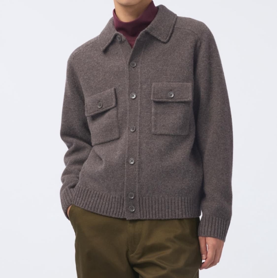 [XL] 유니클로 U 램스울 니트 가디건 브라운 상품이미지2