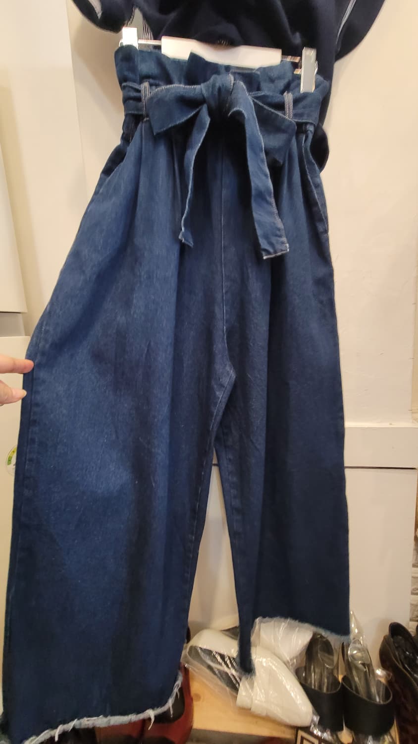 베네통 투톤티. 데님 하이웨스트 와이드 팬츠 상품이미지5