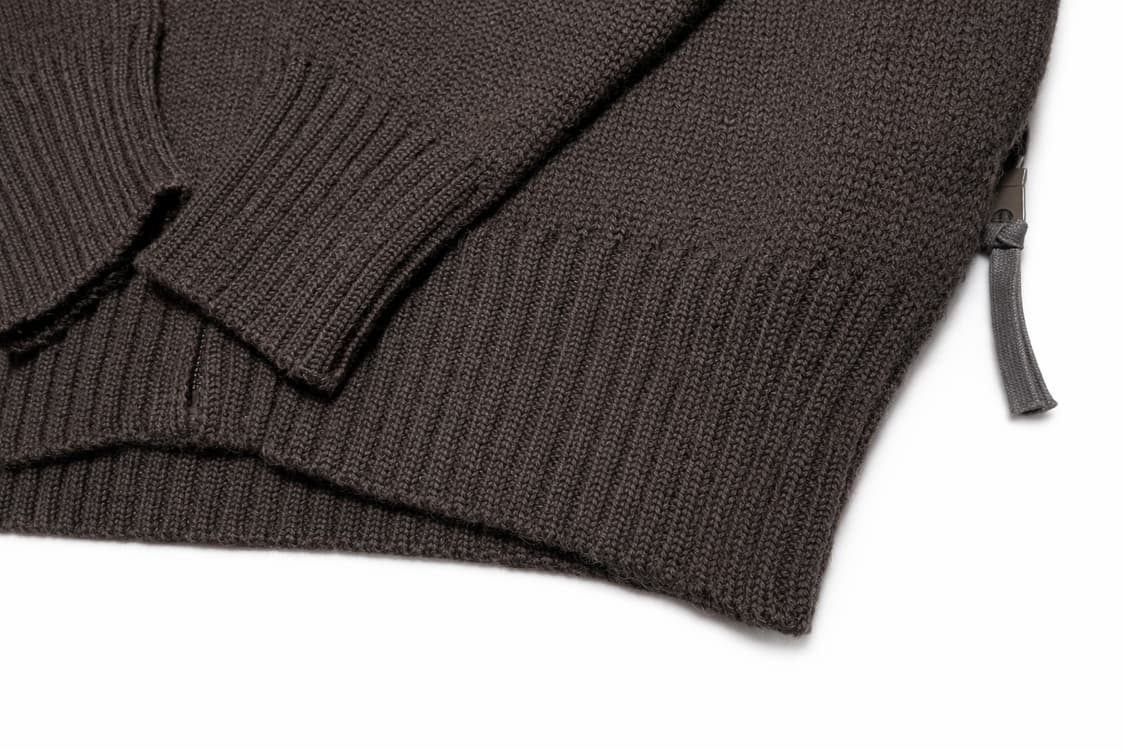 JPN 00s 일본 빈티지 퍼스널마크 울100 브라운 니트 후드집업 M 상품이미지4