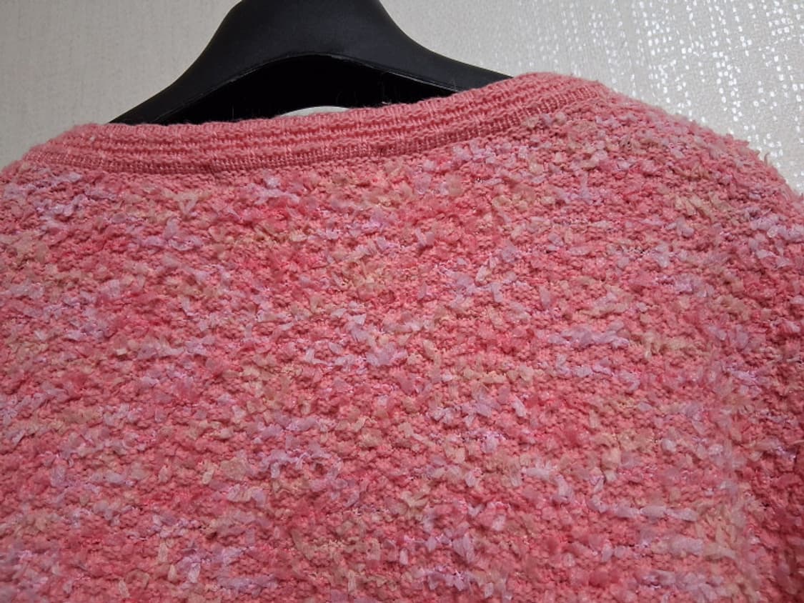 일본빈티지 DoCLASSE  테이프사배색 핑크 뜨게 트위드니트가디건 77 상품이미지6