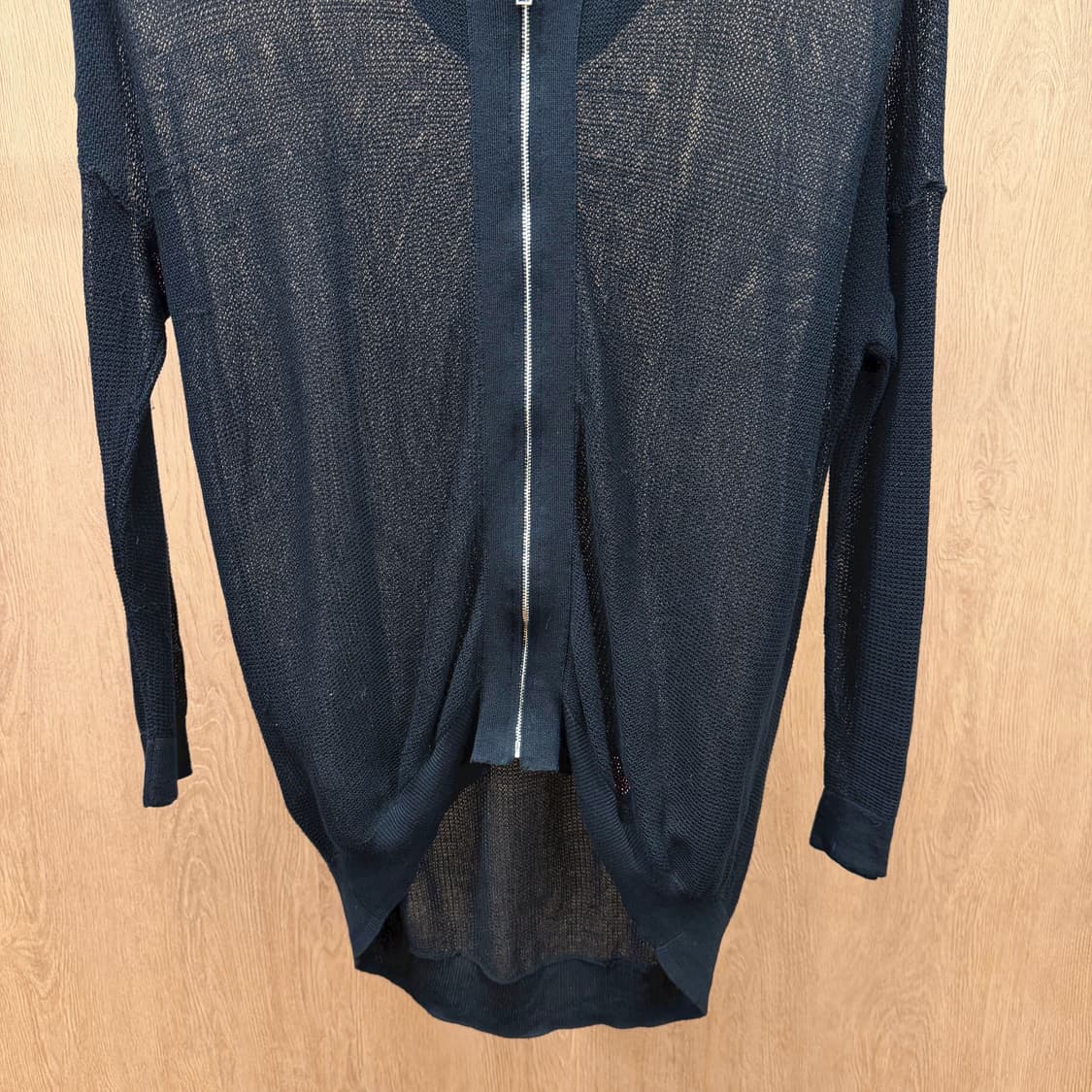 소니아 리키엘 롱 니트 집업 시스루 후드 디테일 루즈핏 블랙 상품이미지5