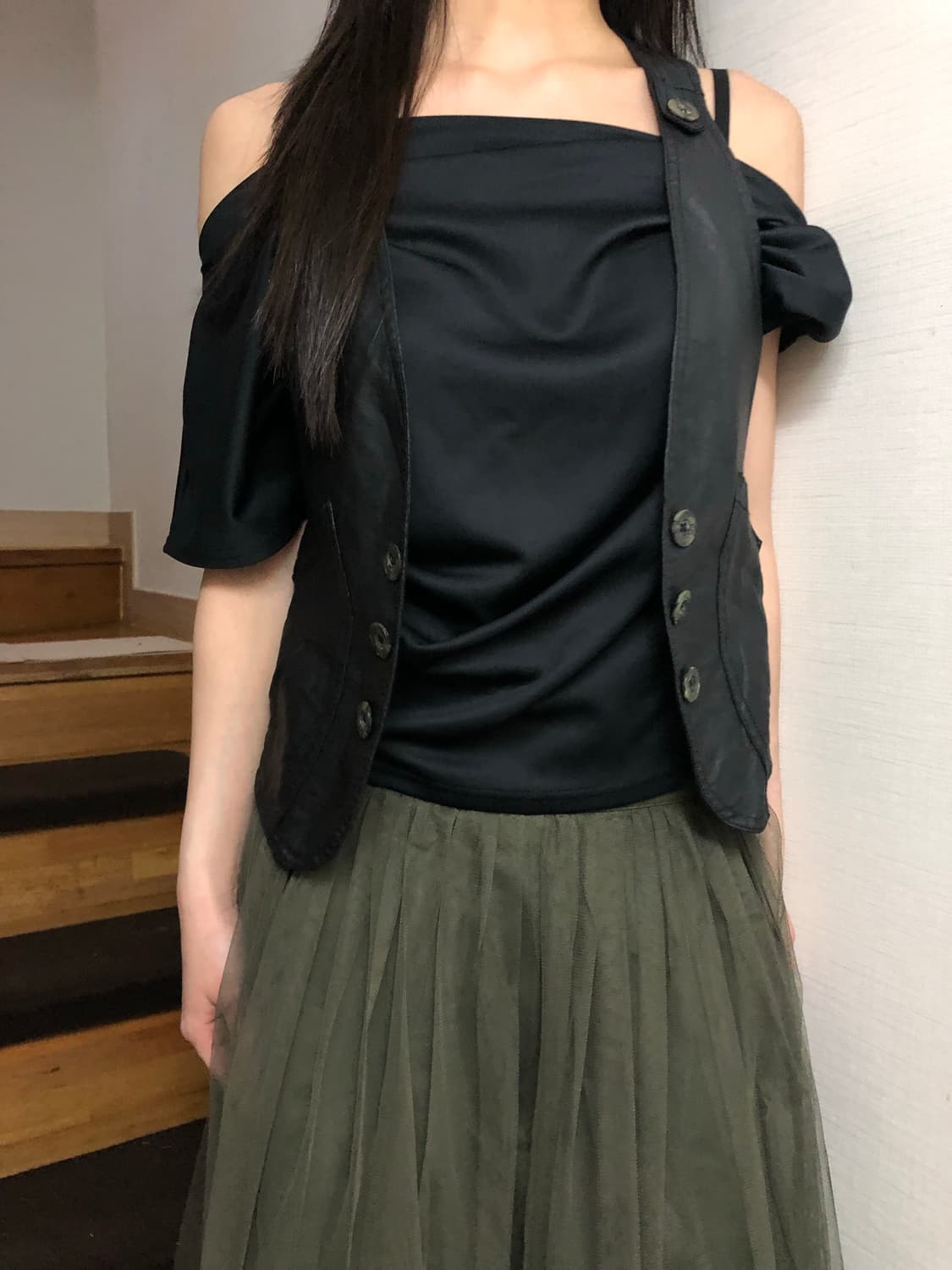 빈티지 블랙 레더 베스트 상품이미지6
