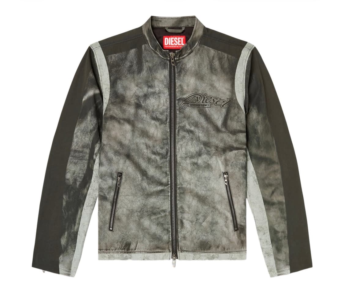 디젤 J-에버트 프린티드 캔버스 바이커 자켓 다크 그레이 상품이미지1