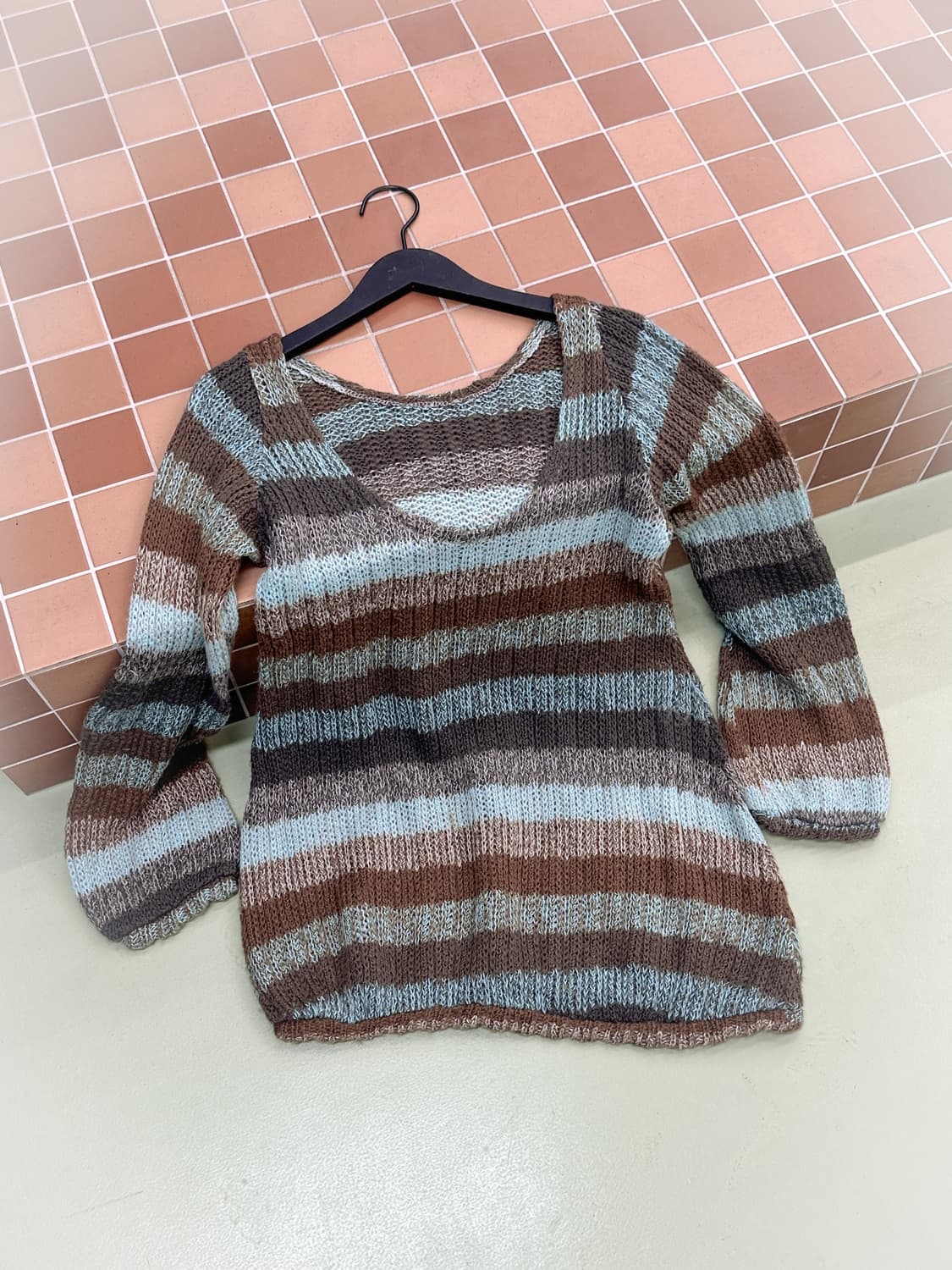 soft color stripes long knit 상품이미지1