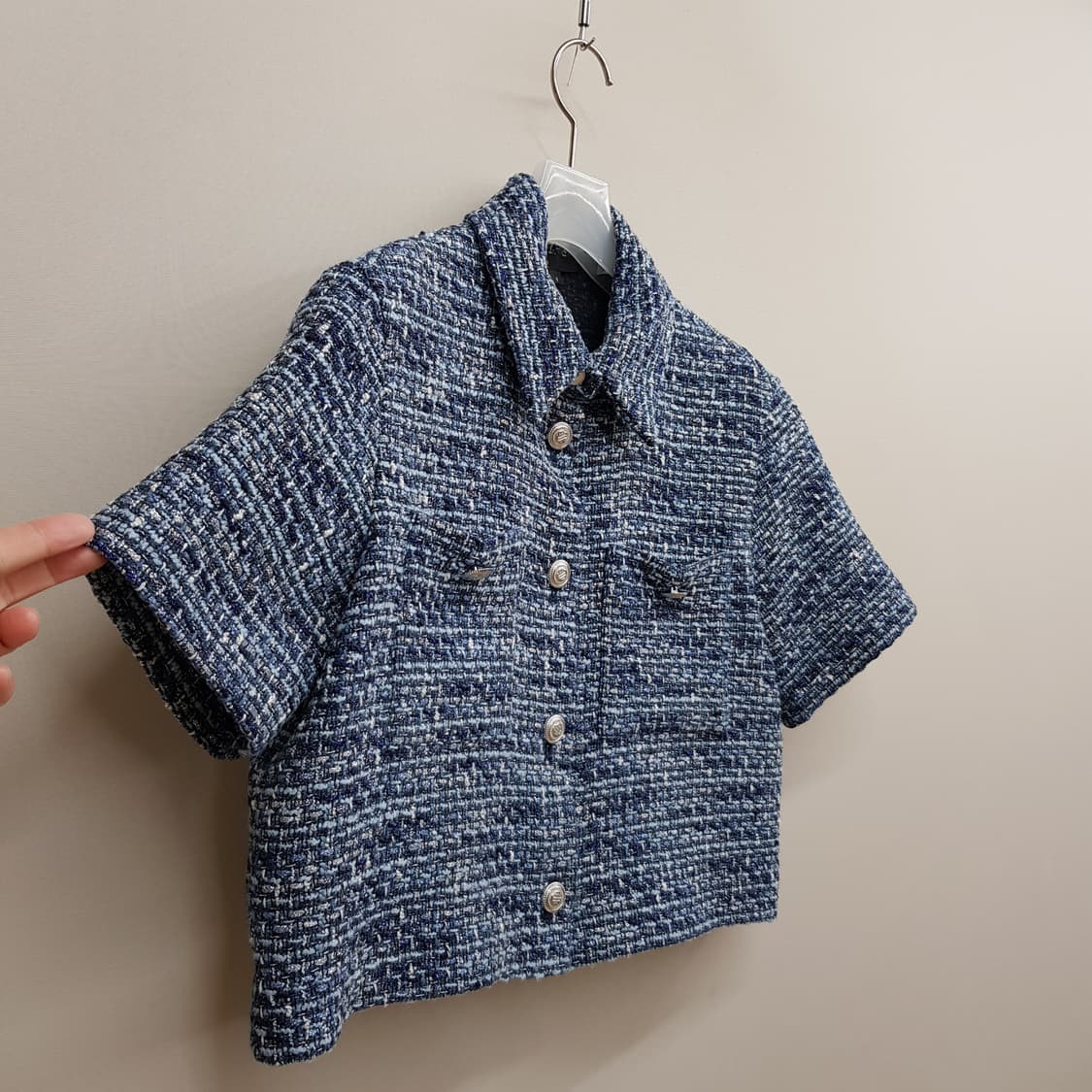 MAJE 마쥬 블루 트위드 크롭 반팔 자켓  1사이즈 상품이미지4