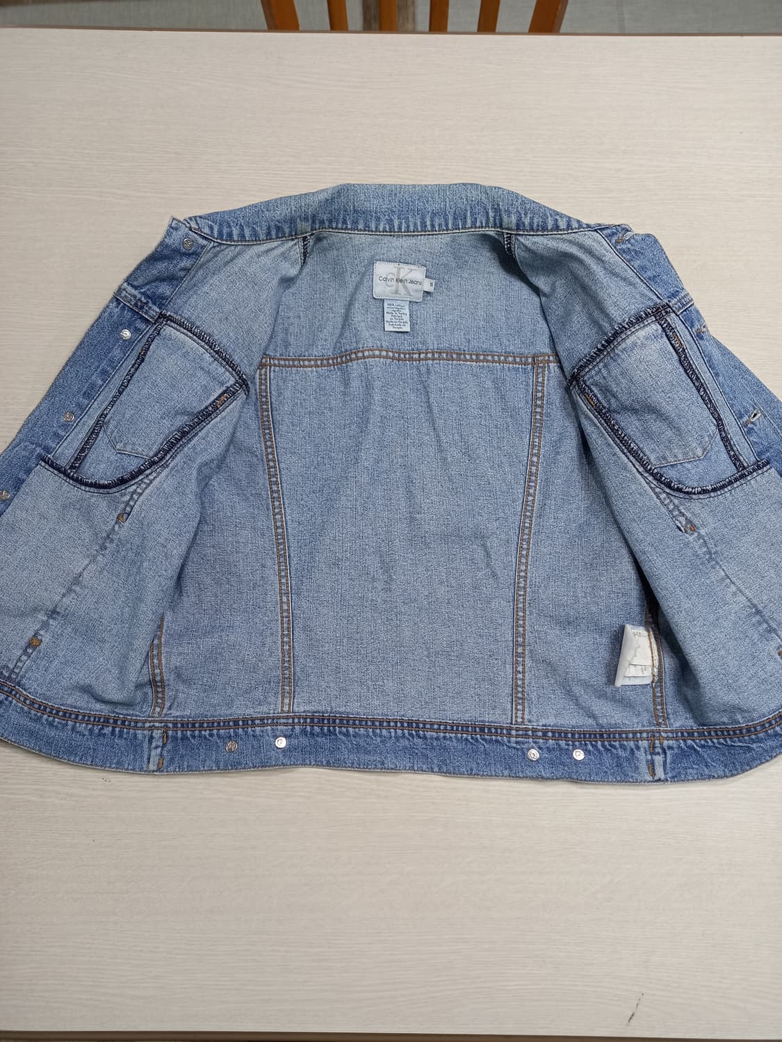 S85 Calvin Klein Turkey 워싱 데님자켓 연청 S-211 상품이미지5