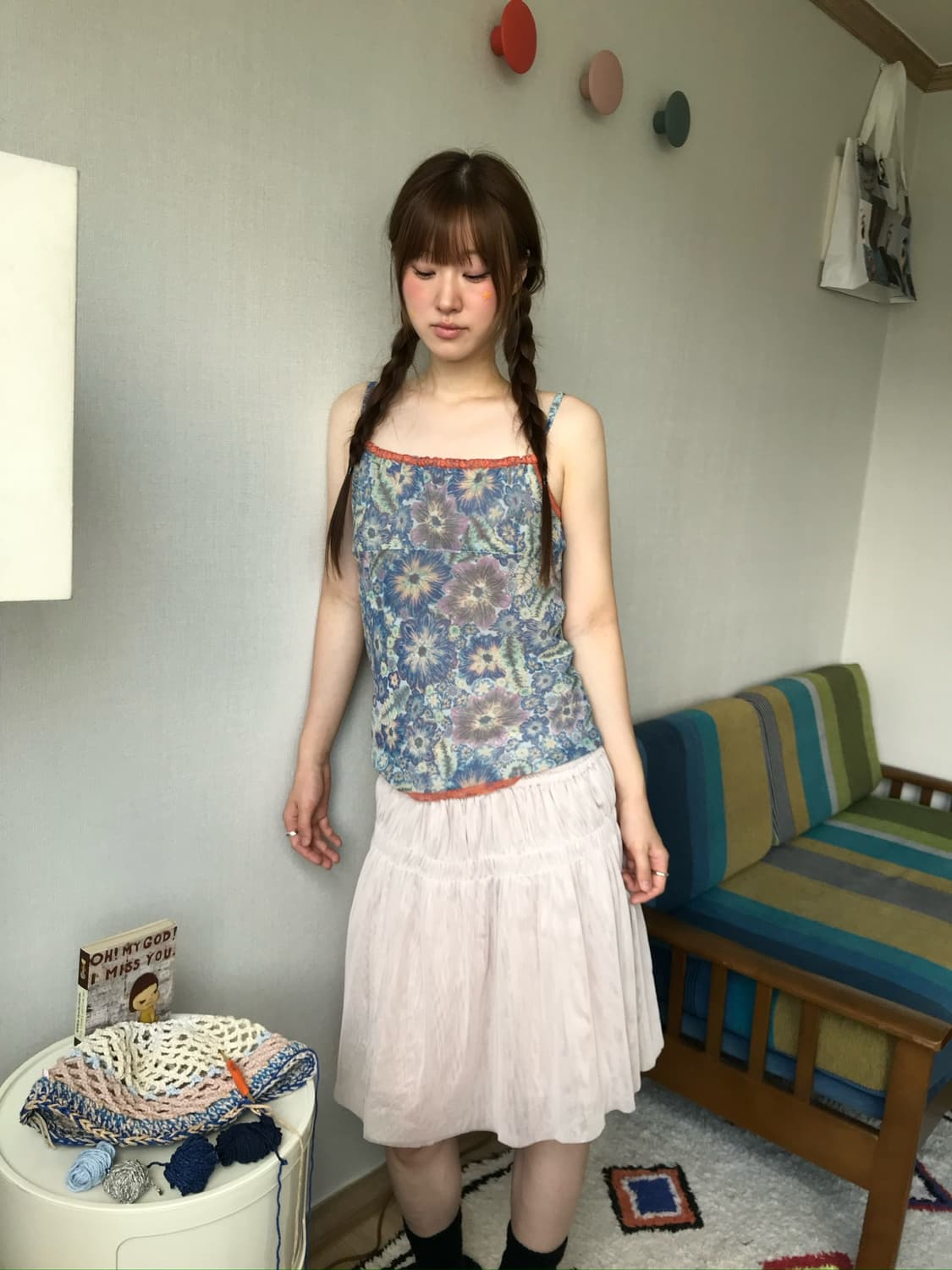 shirring light pink sha- skirt 상품이미지2