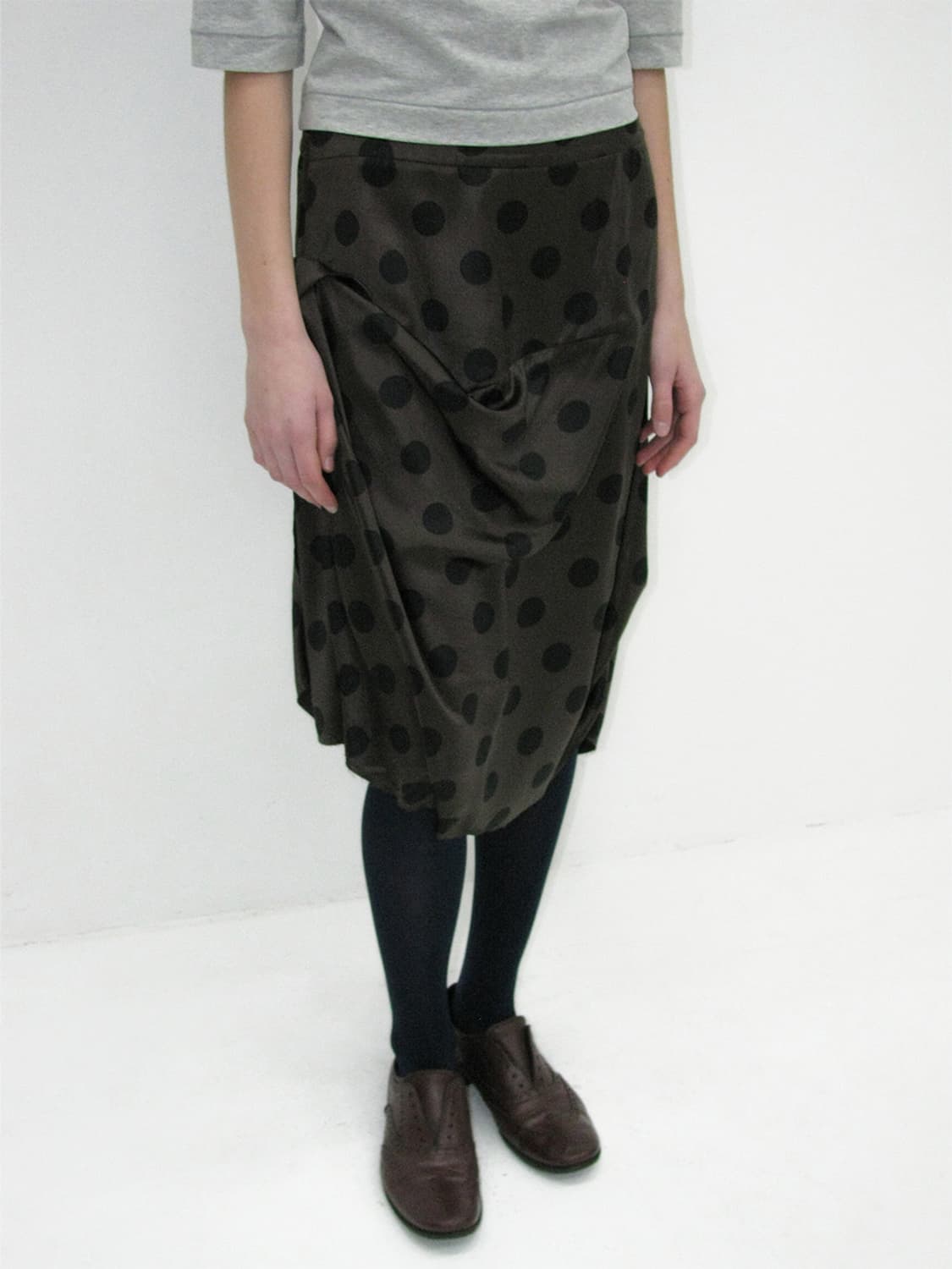 새상품) 파르티멘토 도트 프린트 드레이프 스커트 s사이즈 상품이미지3