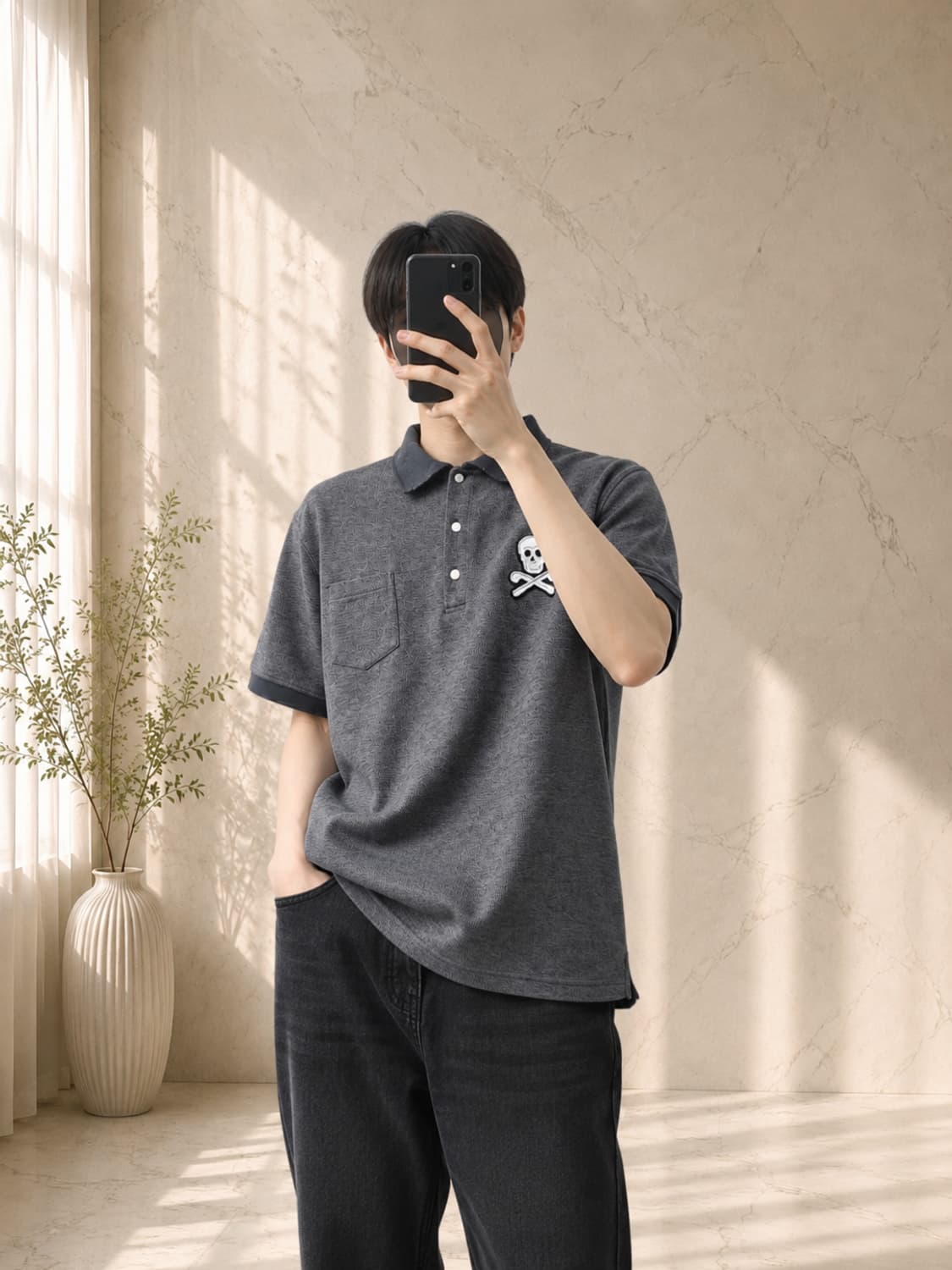 마크앤로나 카모 카라 스컬 패치 기능성 골프 PK 반팔티 상품이미지2