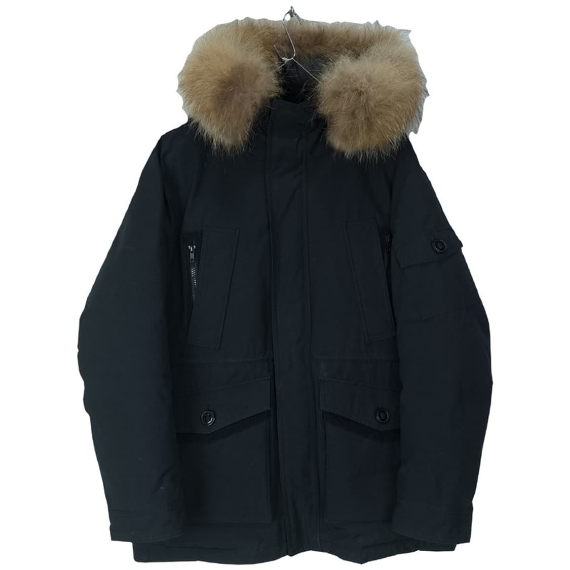 [에스피오나지] 덕다운 라쿤퍼 오버핏 후드 야상 패딩 블랙 M18327 상품이미지2