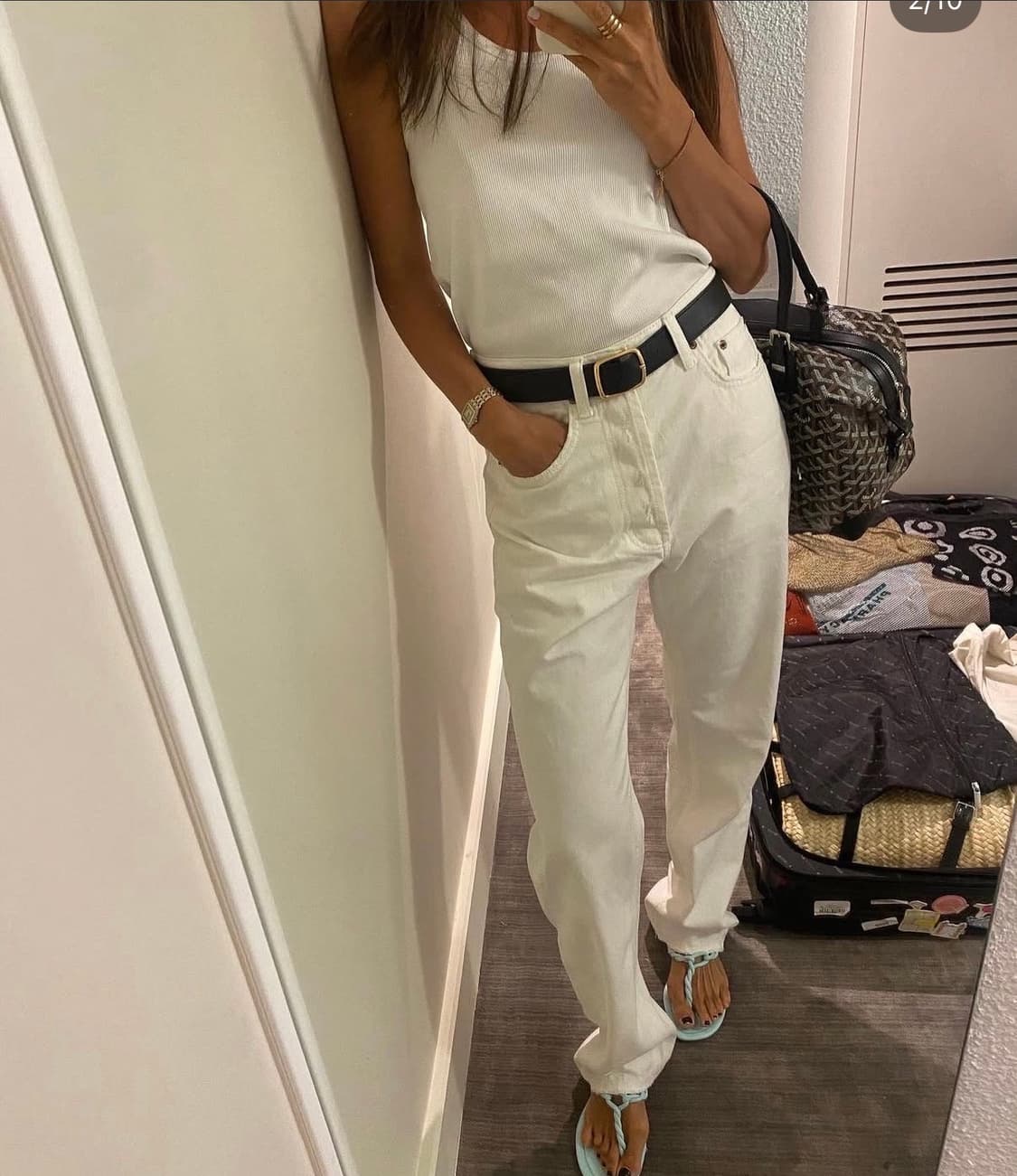 새상품) 식스앤어하프 화이트데님팬츠 M 상품이미지1