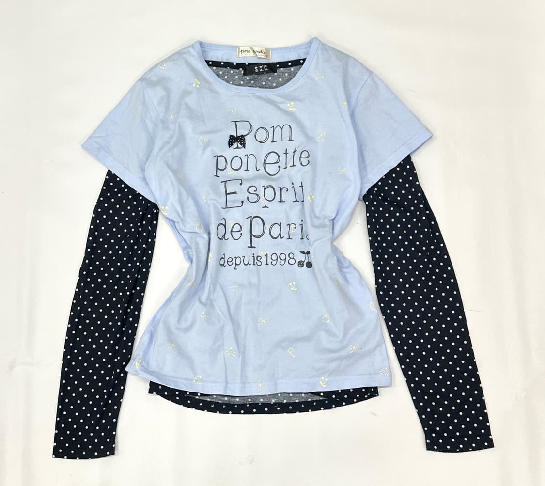 🩵하구미 도트 코디세트🩵 파스텔톤 리본 레이어드 히메갸루 러블리 상품이미지3