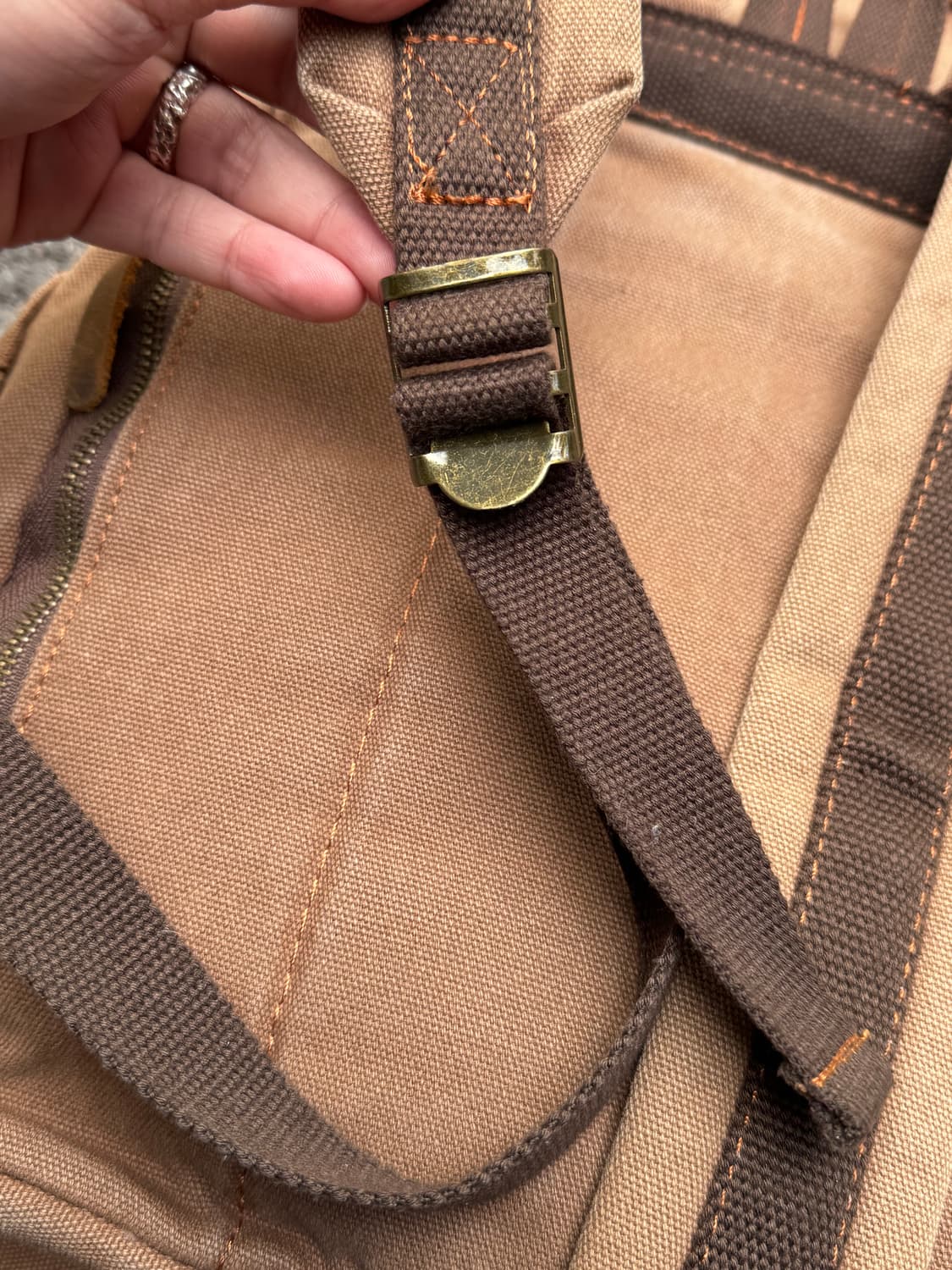 빈티지 레더 디테일 캔버스 백팩  상품이미지9