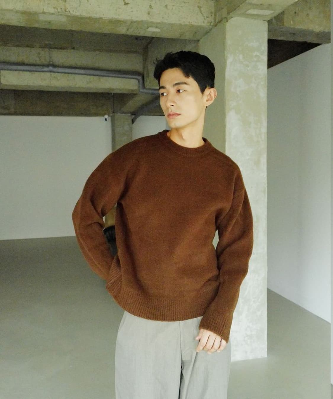 OX Studios (오엑스 스튜디오) - 코지 니트 브라운 48사이즈 상품이미지5