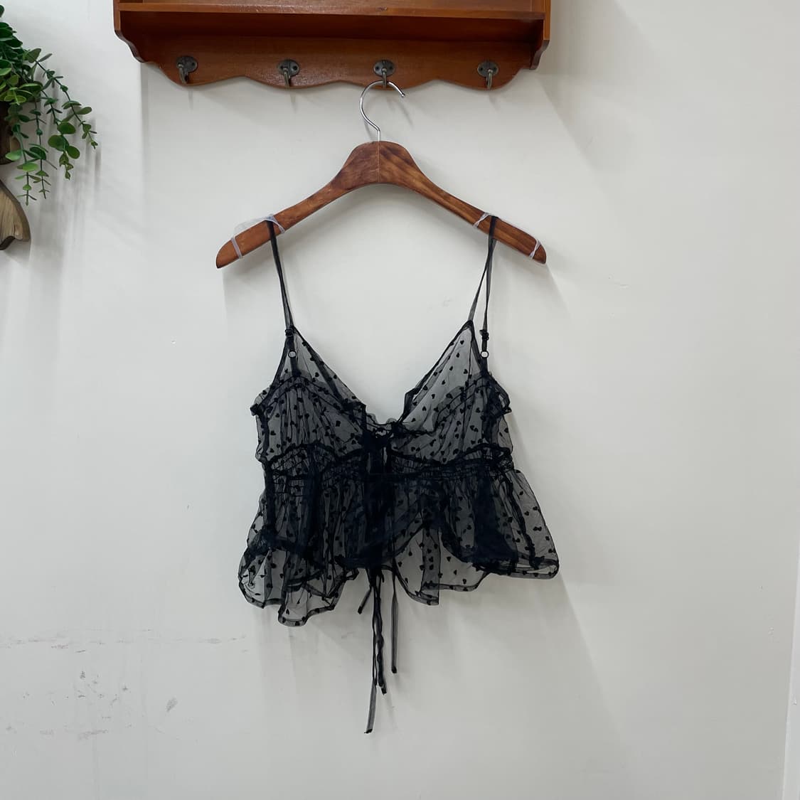 빈티지 하트 패턴 시스루 오픈 아일렛 나시 상품이미지2