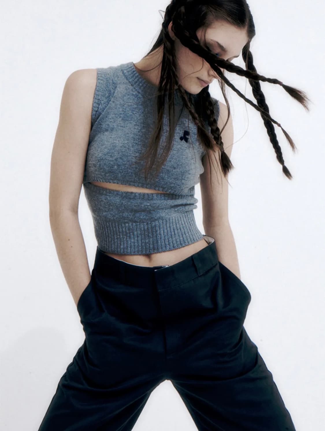 레스트앤레크레이션 컷아웃 니트 베스트 (그레이) 상품이미지2