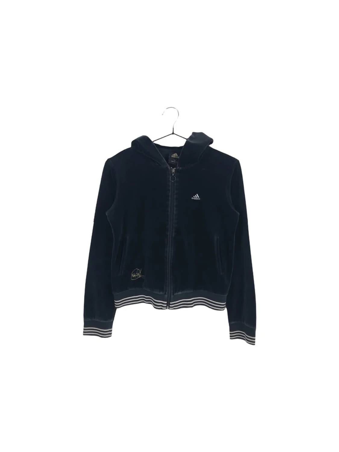 ADIDAS Black velvet hooded zip up 상품이미지4