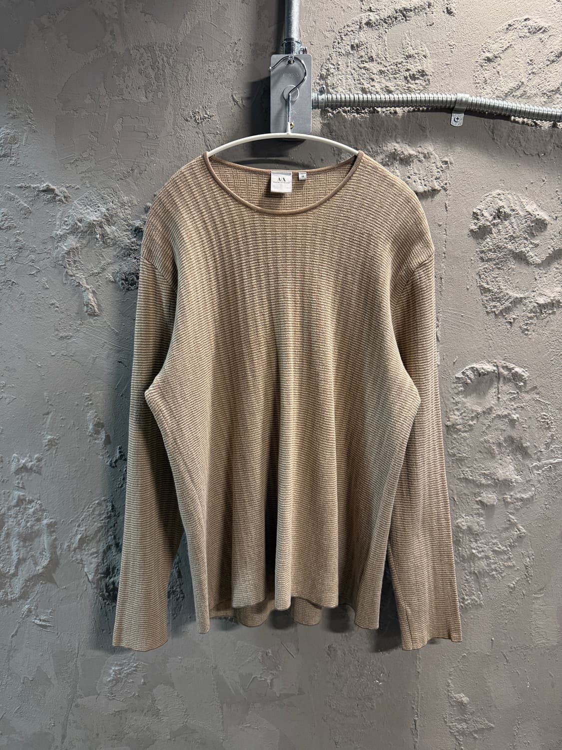아르마니 익스체인지 린넨 코튼 니트 베이지 M 상품이미지1