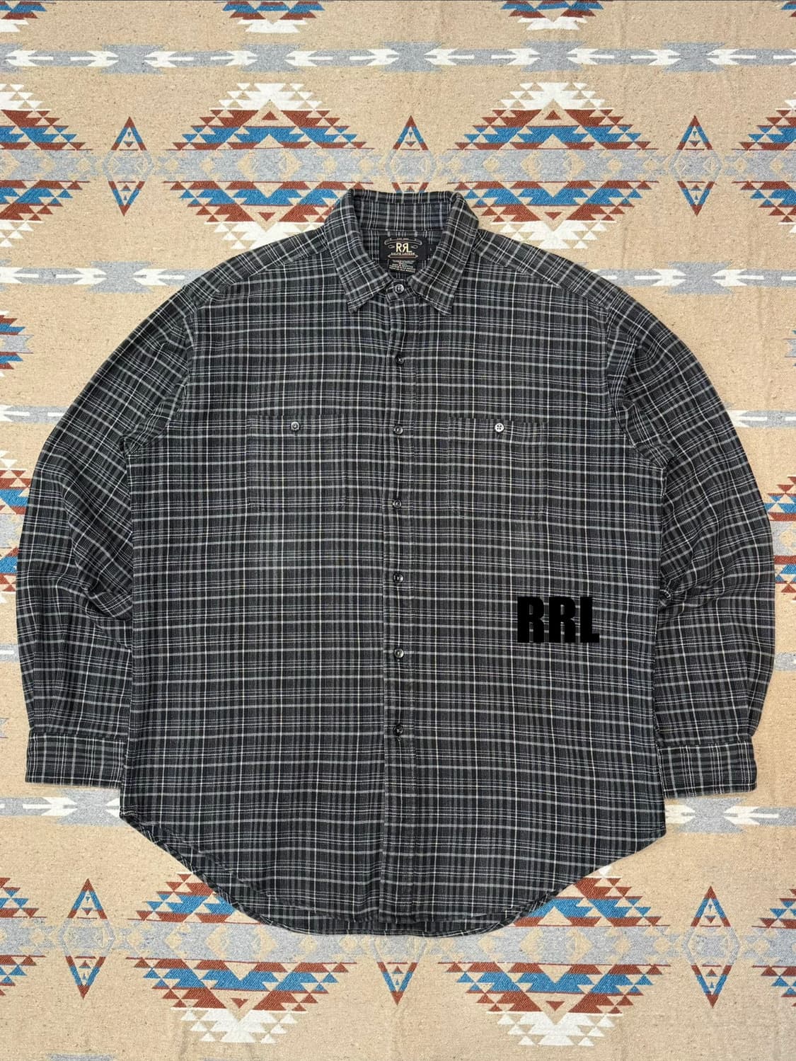 [L] 더블알엘 플란넬 체크 셔츠 블랙 상품이미지1