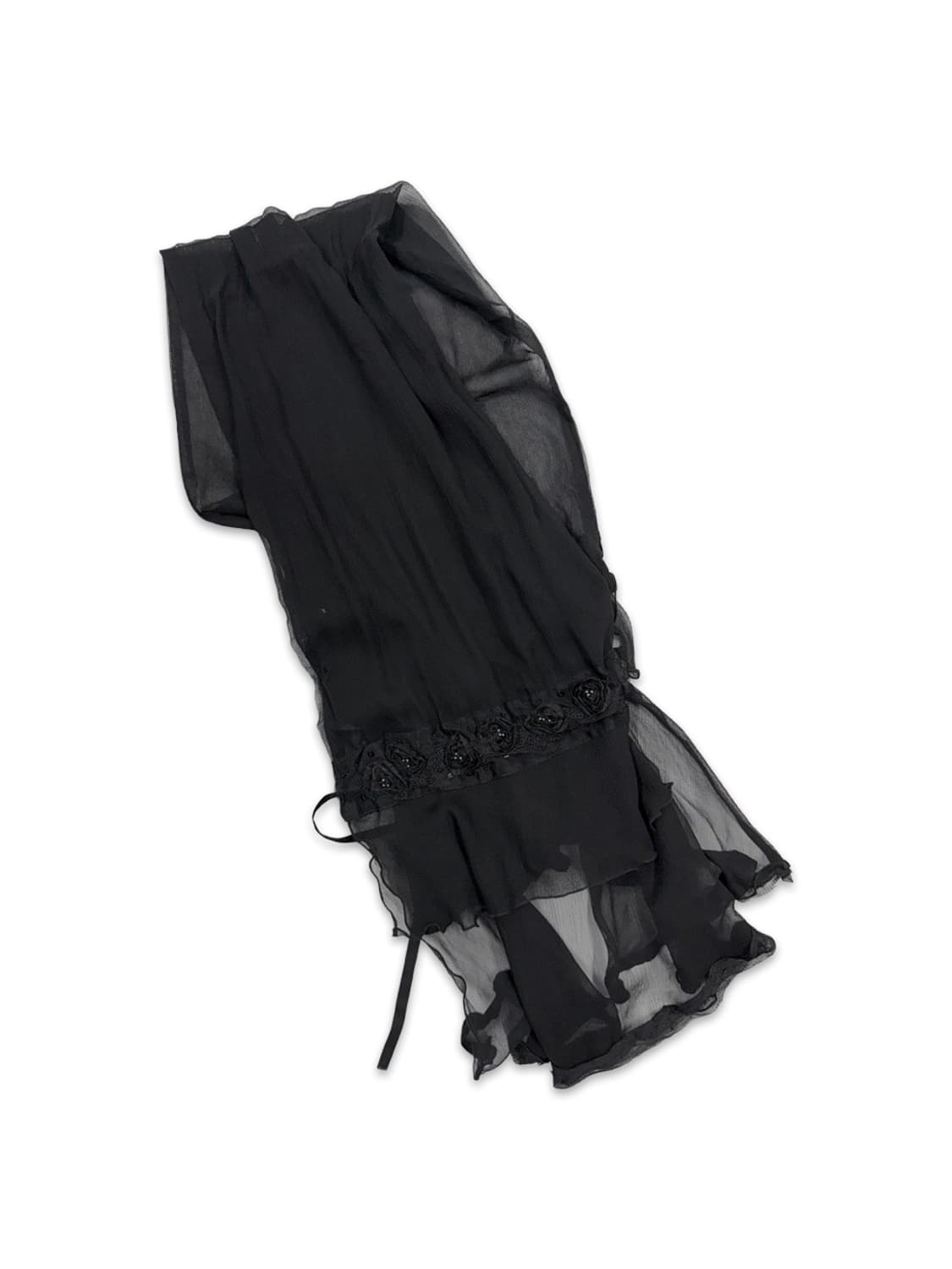 빈티지 블랙 시스루 로즈 2way 스카프 상품이미지1