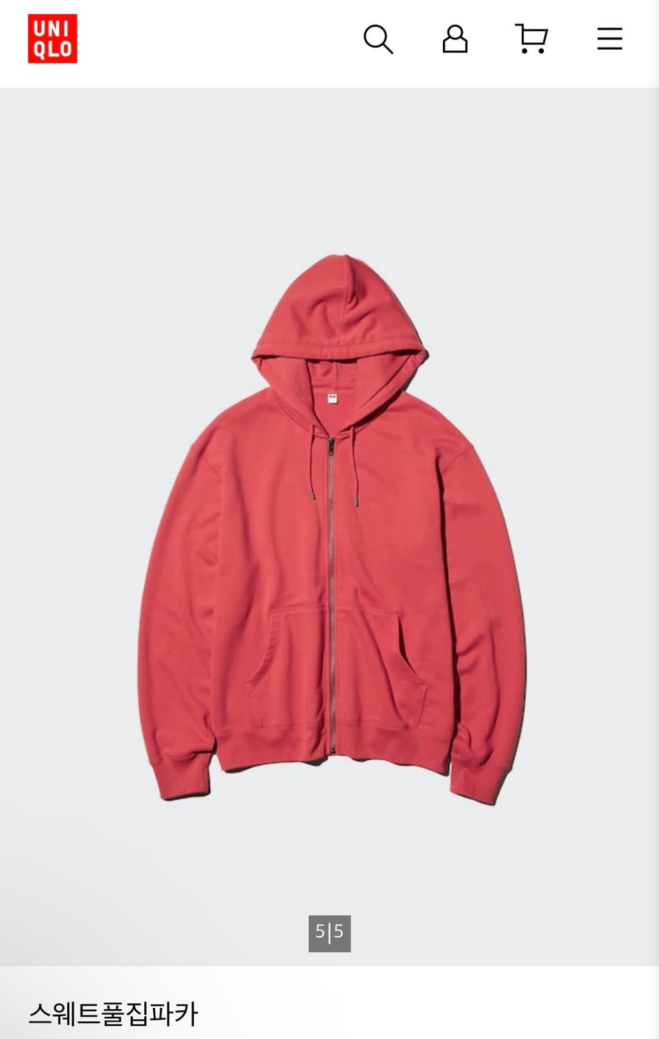 유니클로 스웨트풍집 파카 레드(s) 상품이미지1