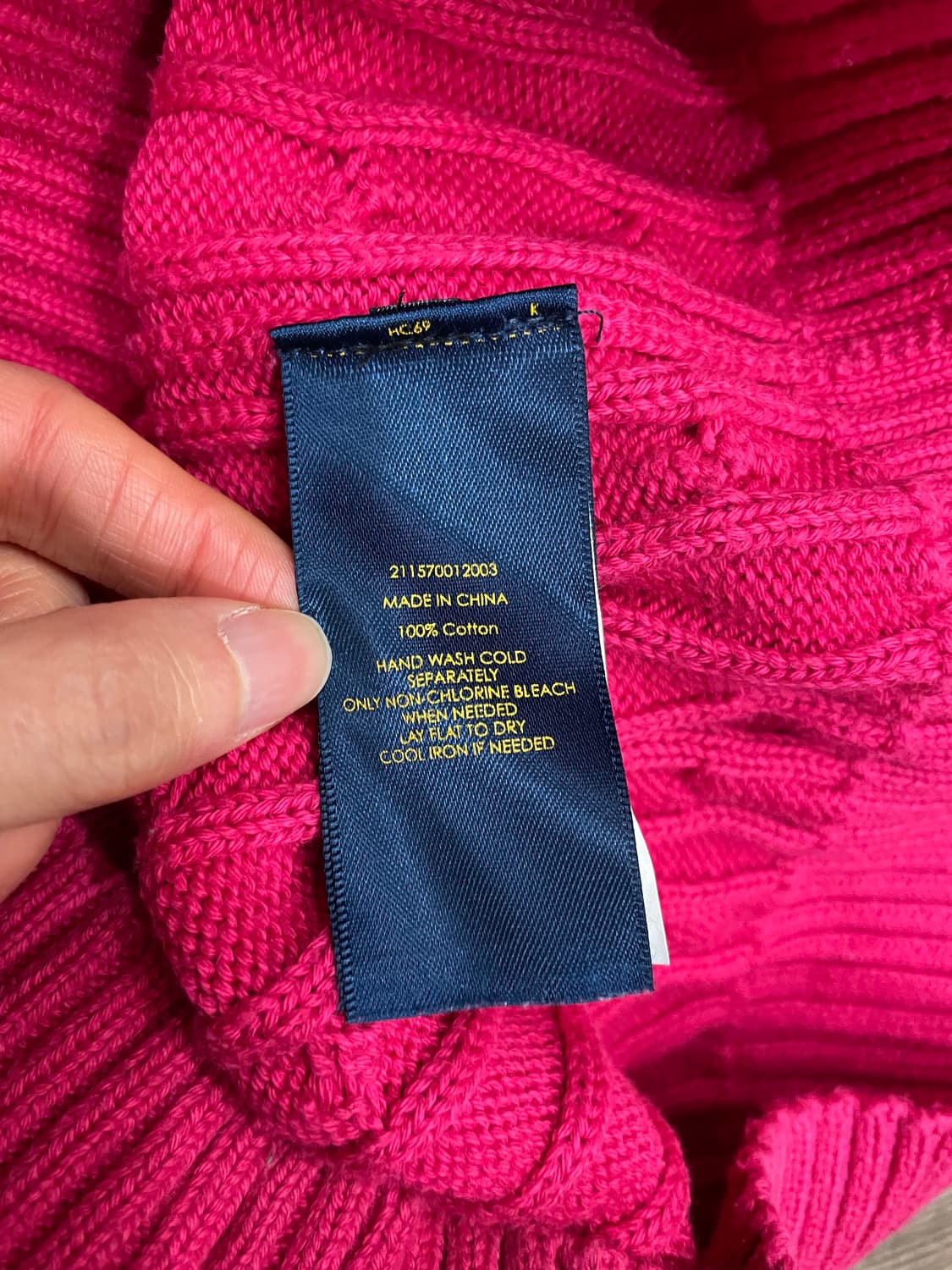 폴로 랄프로렌 케이블 니트 코튼 스웨터 핑크 상품이미지7