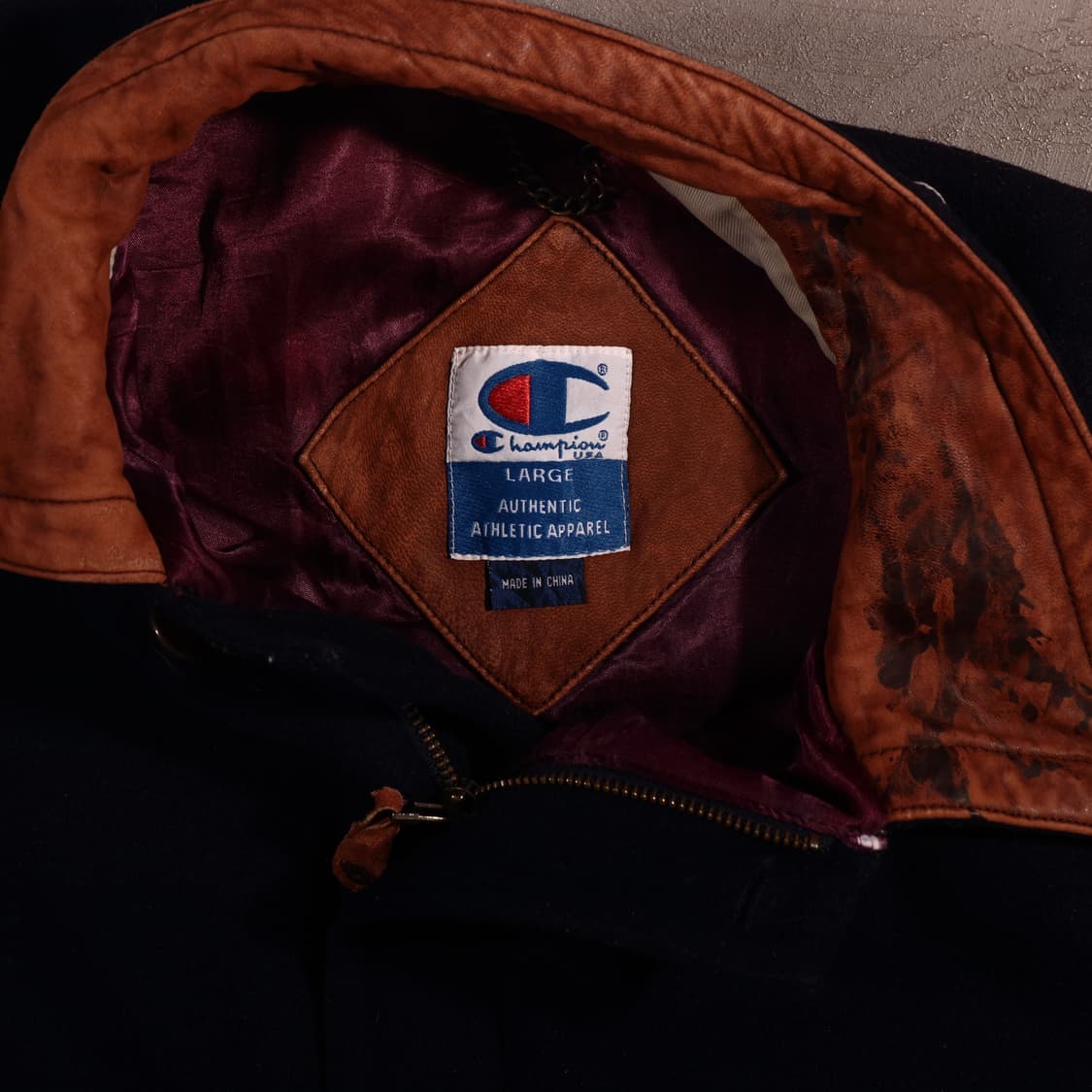 90s 챔피온 울 레더 바시티 자켓 C510 상품이미지4