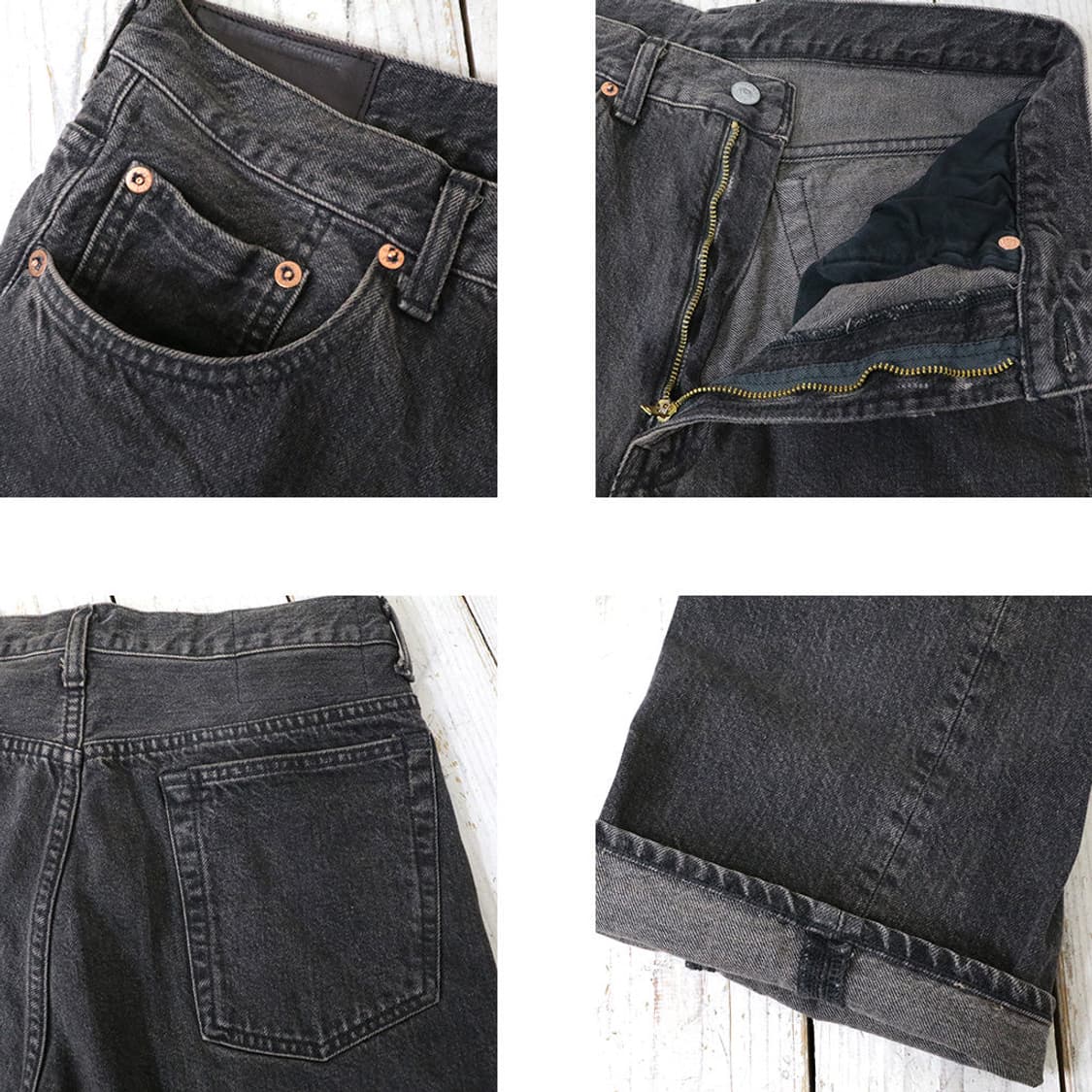 캡틴선샤인 스케이트 슈컷 데님 팬츠 블랙 32 상품이미지5