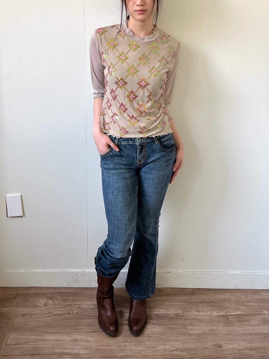 CROCHER 스파클 시스루 탑 상품이미지4