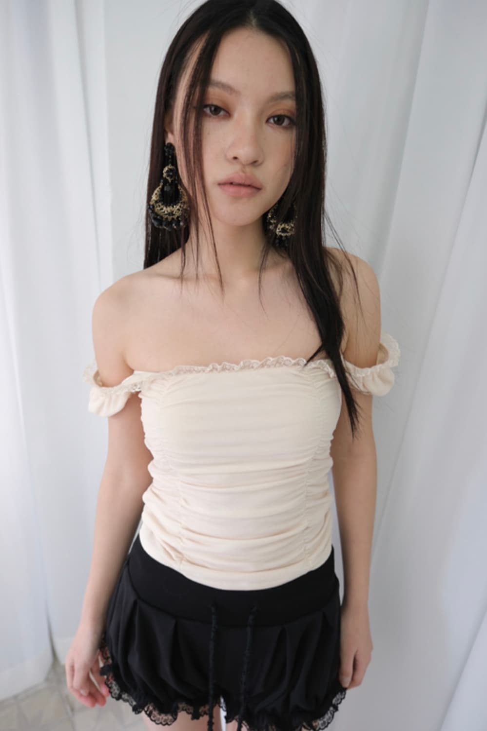루스슬립오버 쉬어 오프숄더 셔링탑 s 상품이미지1