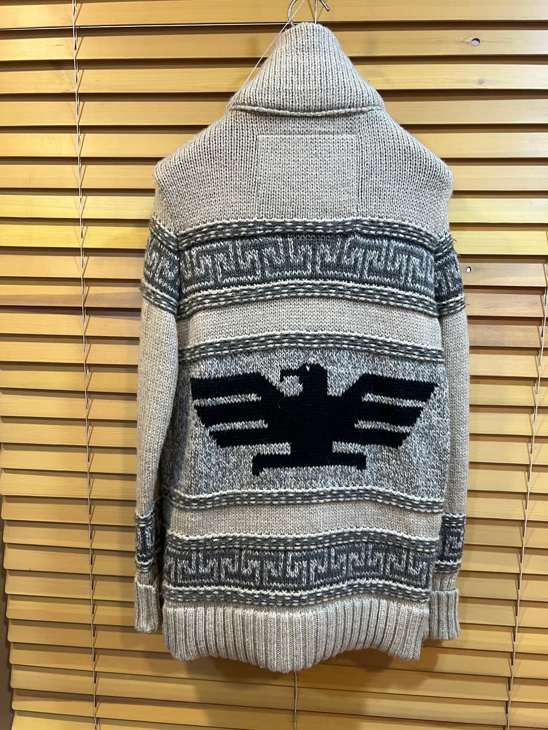 슈퍼드라이 여성 오트밀그레이 노르딕패턴 니트집업점퍼 상품이미지3