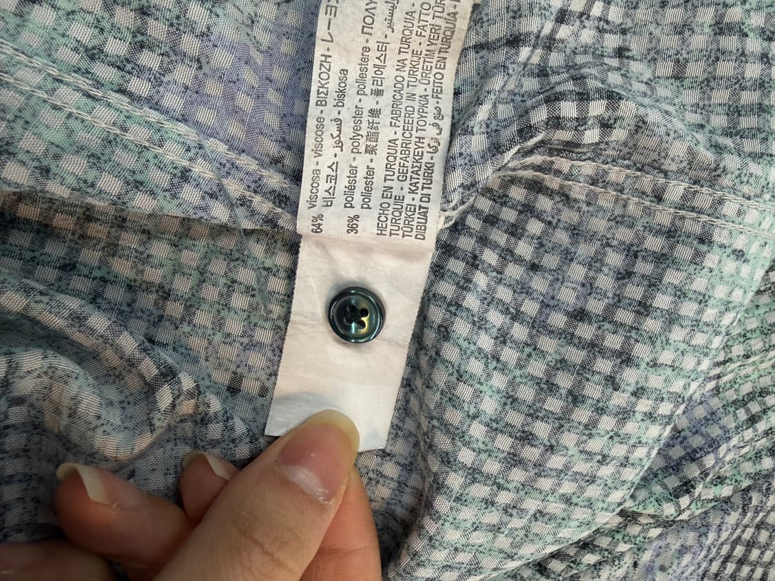 자라 zara 픽셀 프린트 셔츠 라이트 그린 반팔 XL 상품이미지8